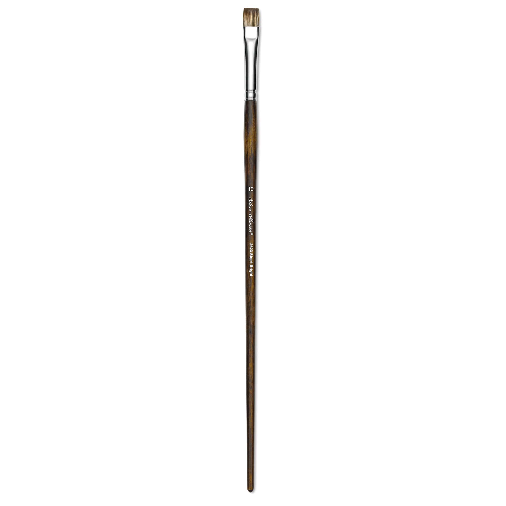 Silver Brush Monza Synthetic Mongoose Artist Brush - Long Handle, Short Bright, Size 10