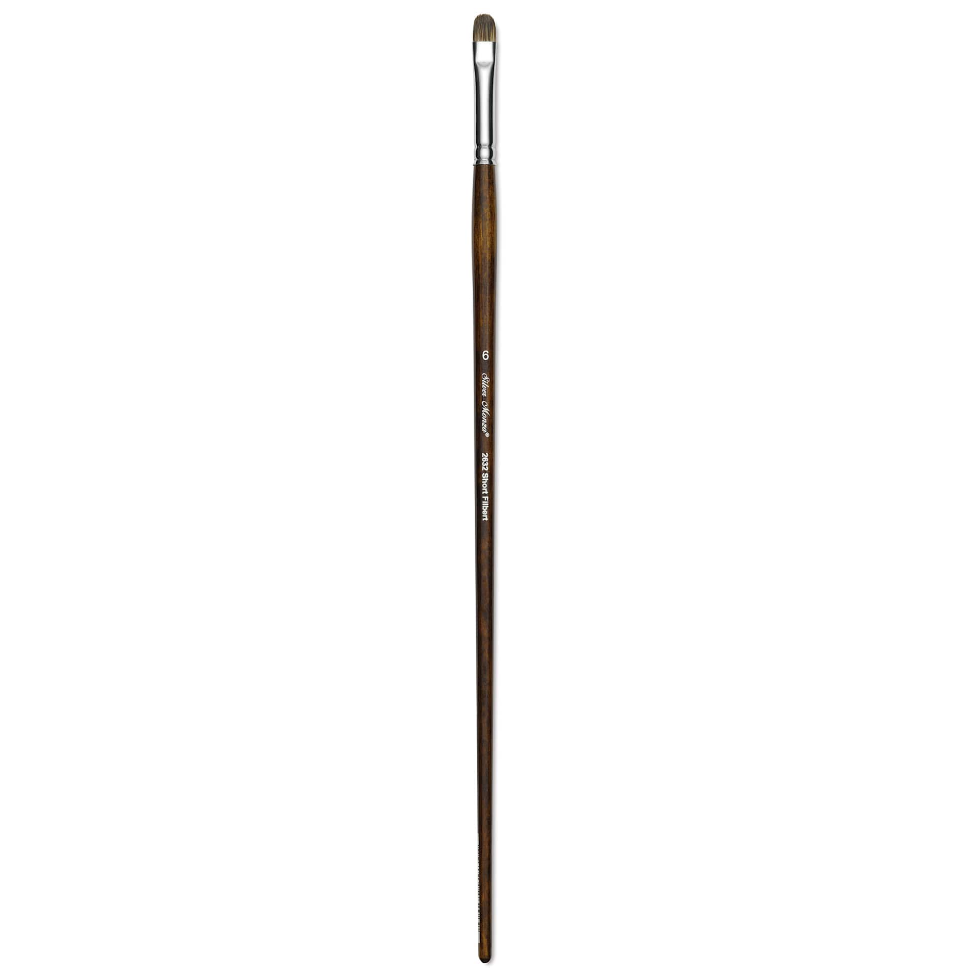 Silver Brush Monza Synthetic Mongoose Artist Brush - Long Handle, Short Filbert, Size 6