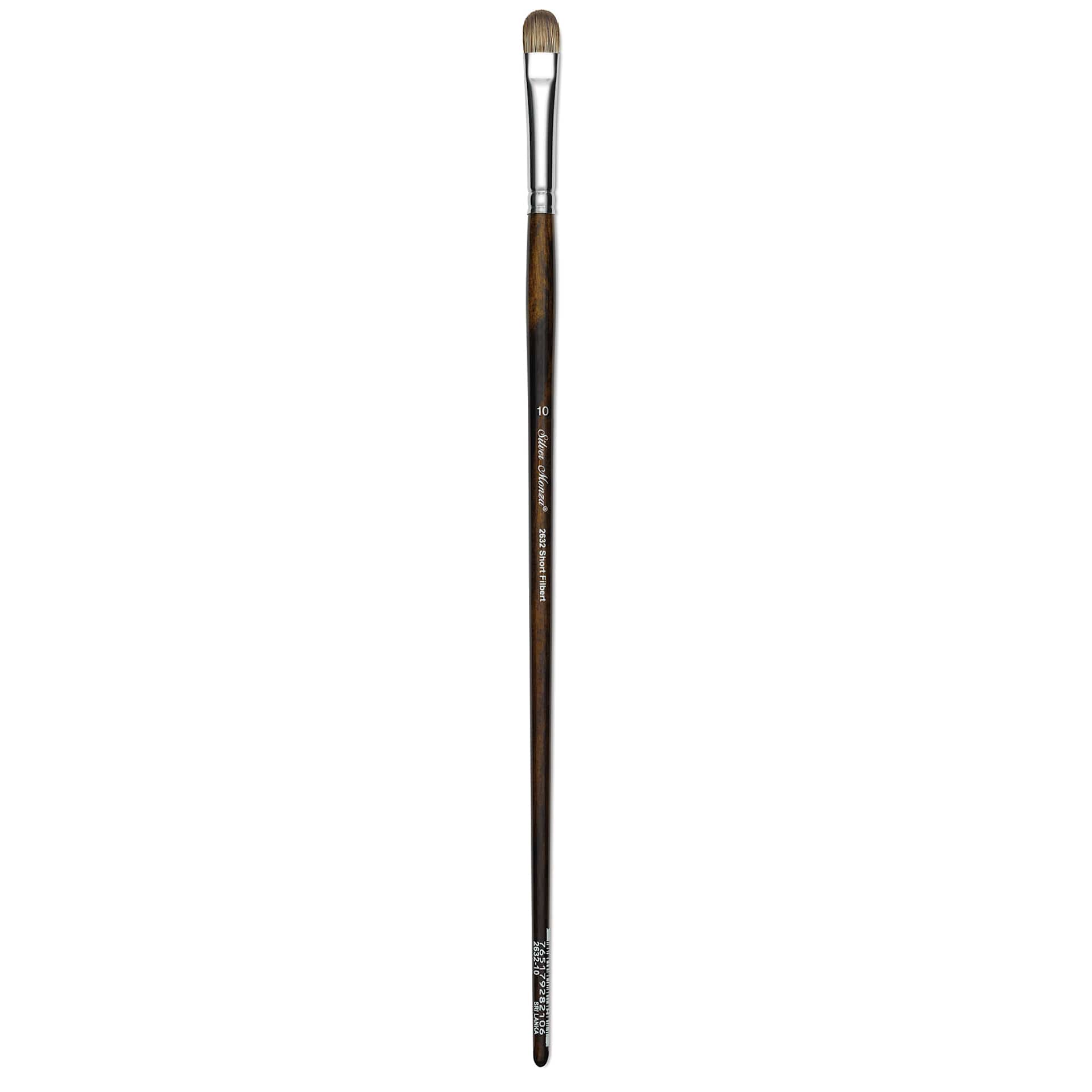Silver Brush Monza Synthetic Mongoose Artist Brush - Long Handle, Short Filbert, Size 10