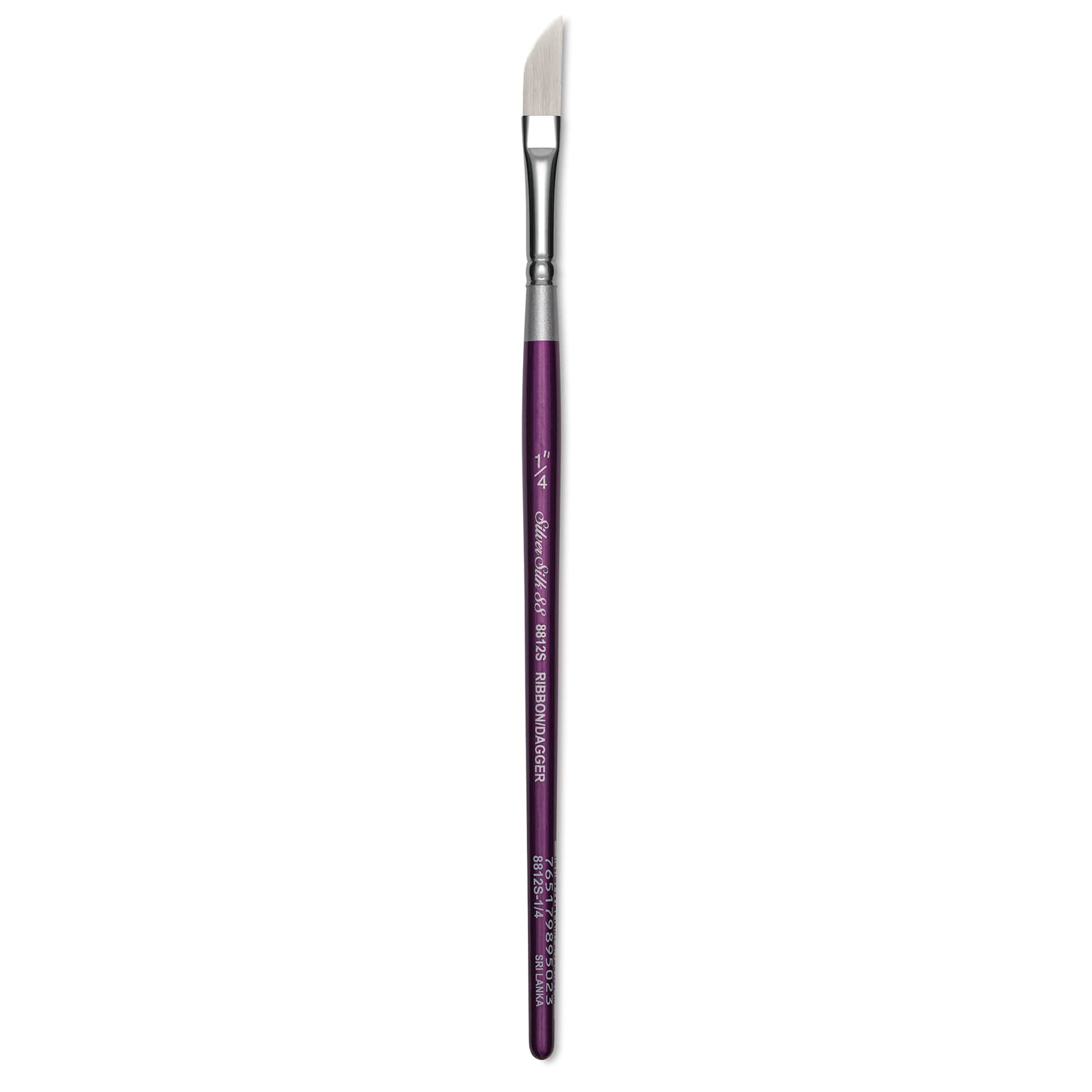 Silver Brush Silver Silk 88 Synthetic Brush - Short Handle, Ribbon/Dagger, Size 1/4"
