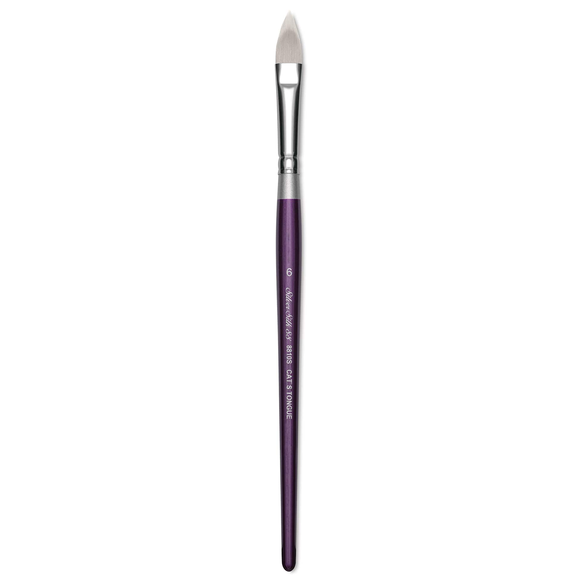 Silver Brush Silver Silk 88 Synthetic Brush - Short Handle, Cat's Tongue, Size 6