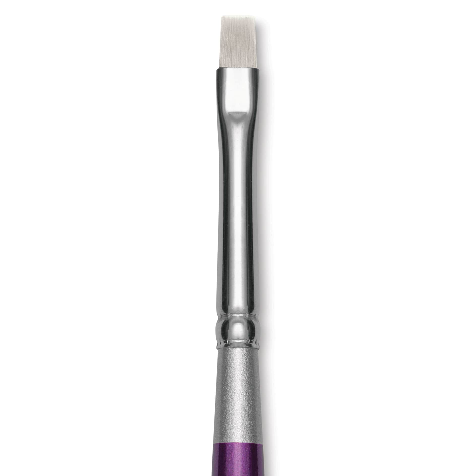 Silver Brush Silver Silk 88 Synthetic Brush - Short Handle, Chisel Blender, Size 2, close-up