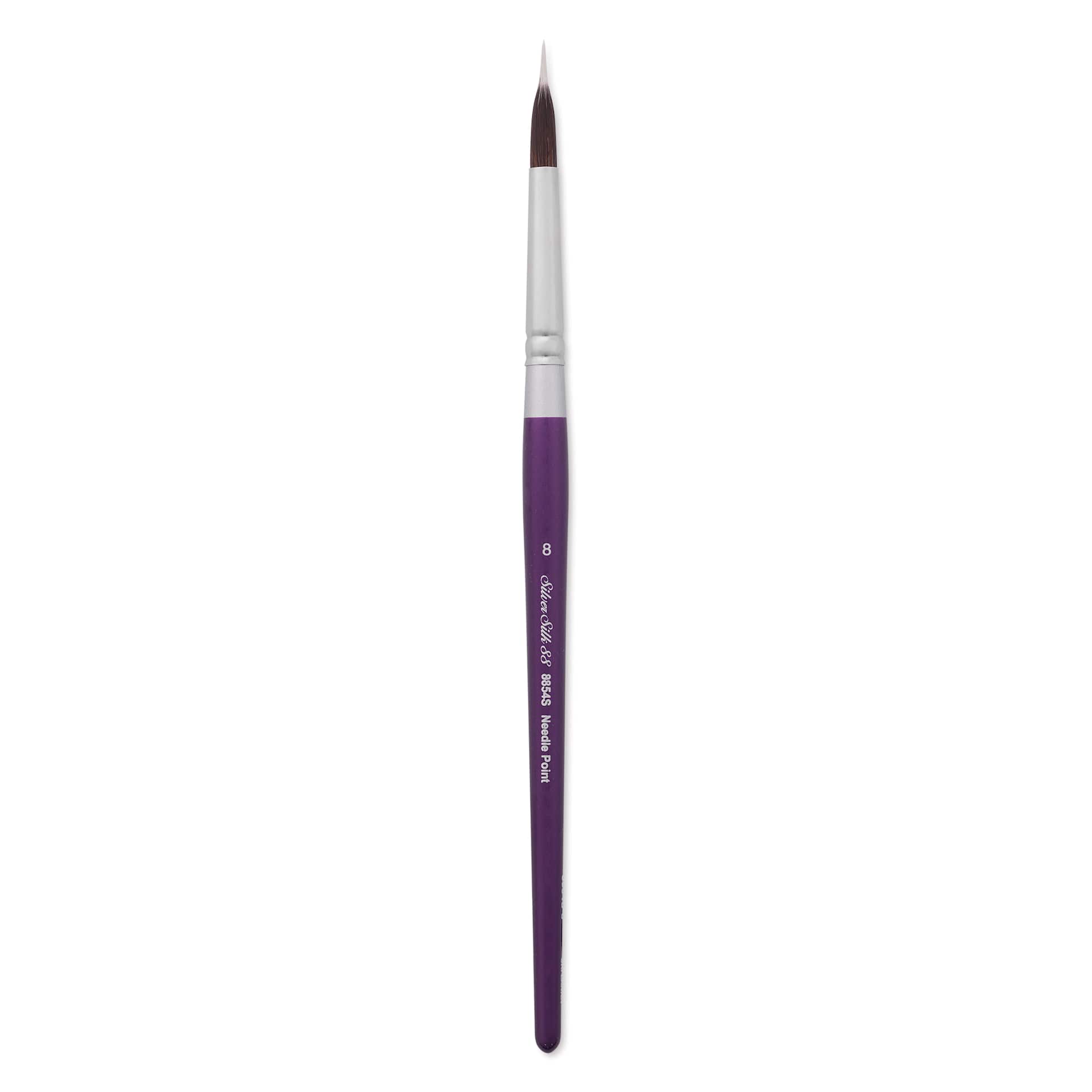 Silver Brush Silver Silk 88 Synthetic Brush - Short Handle, Needle Point Liner, Size 8