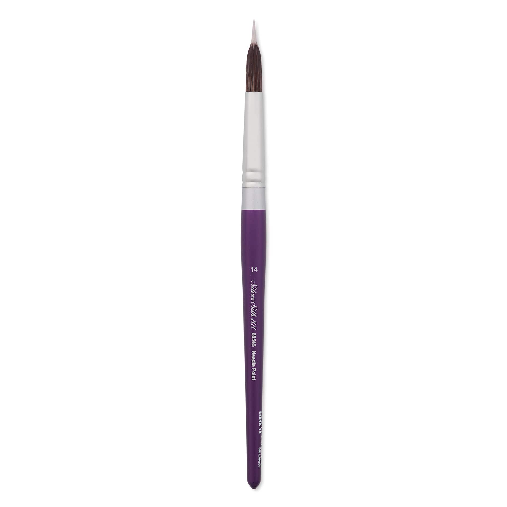 Silver Brush Silver Silk 88 Synthetic Brush - Short Handle, Needle Point Liner, Size 14