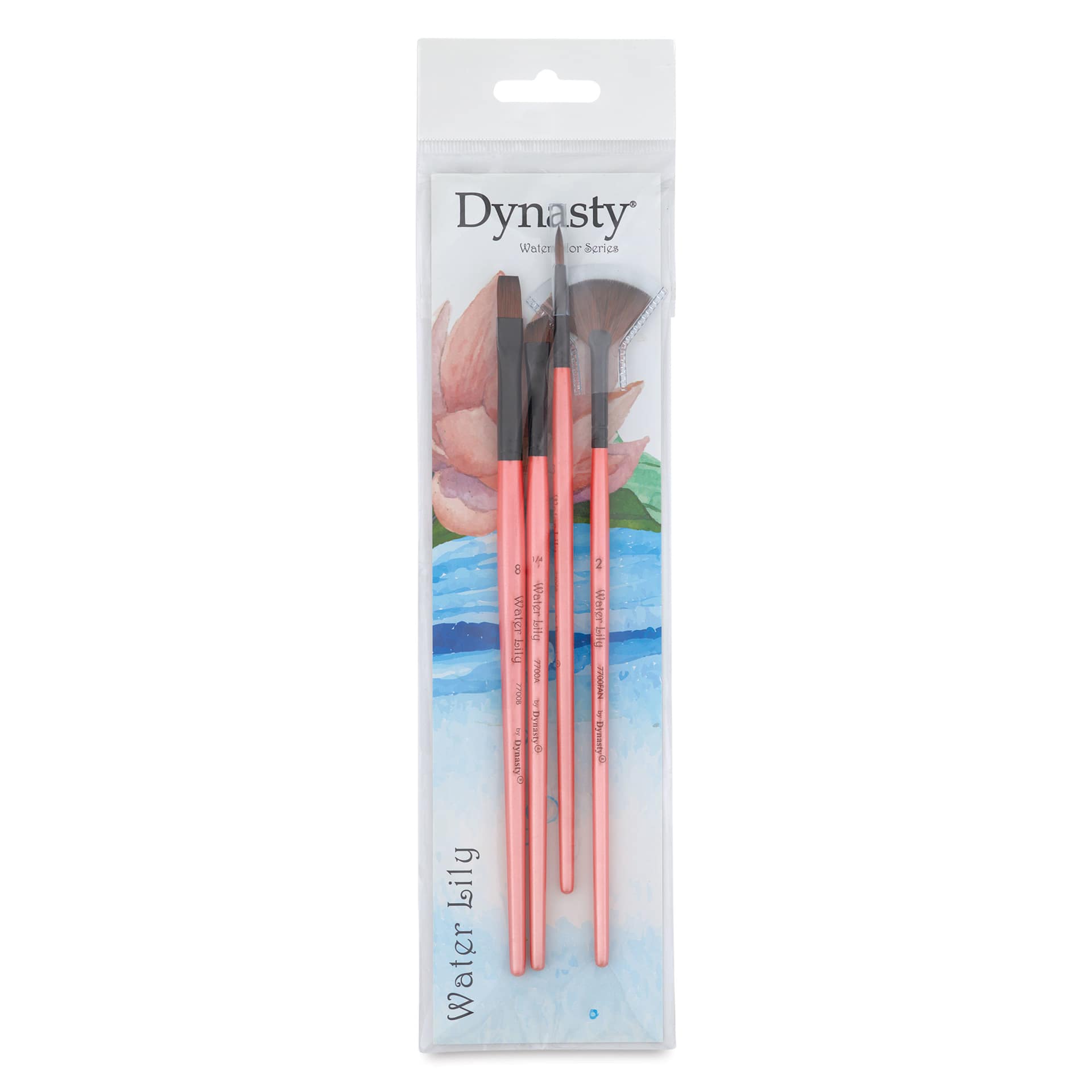 Dynasty Water Lily Watercolor Brushes - Set 5, Set of 4, brushes inside of the packaging