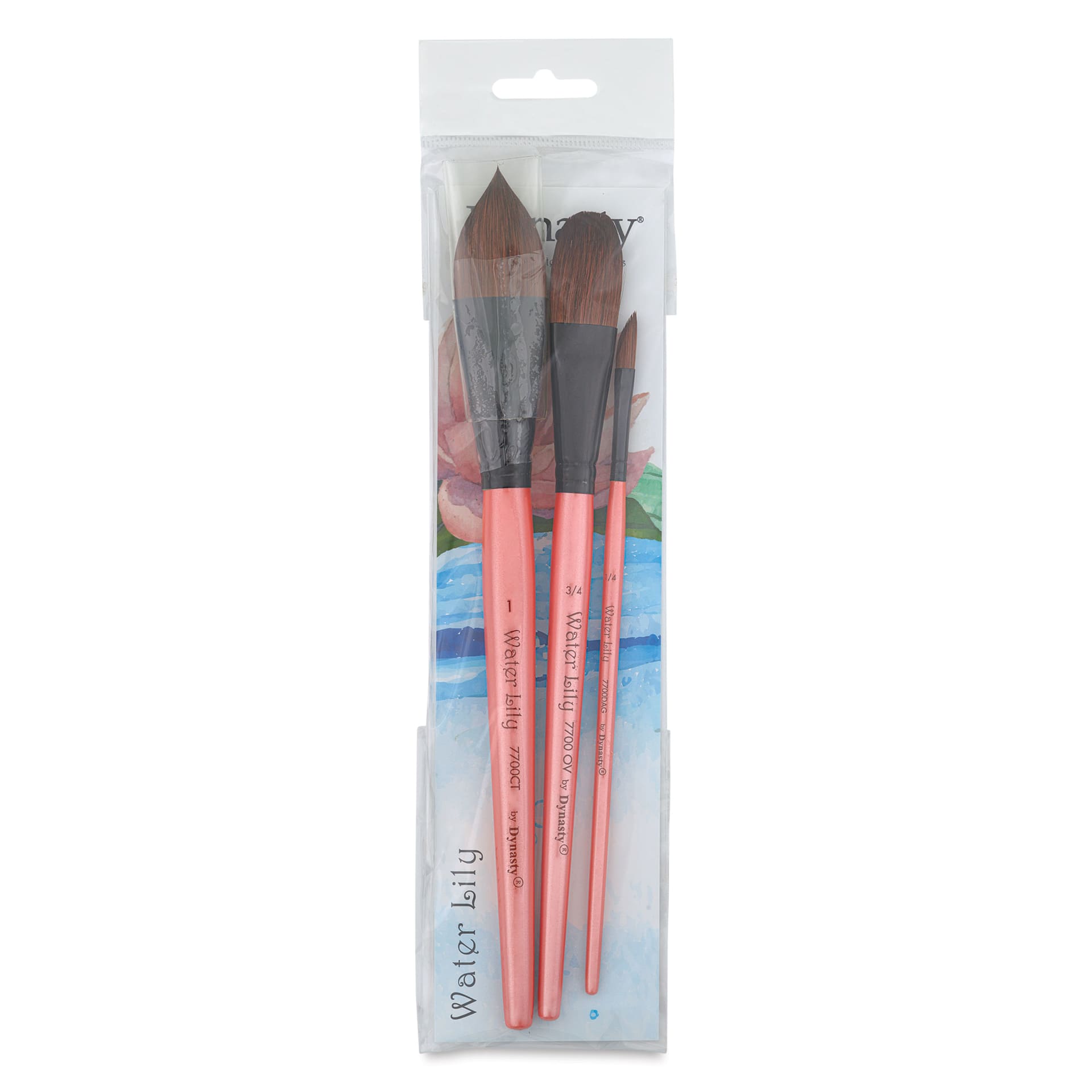 Dynasty Water Lily Watercolor Brushes - Set 11, Set of 3, brushes inside of the packaging