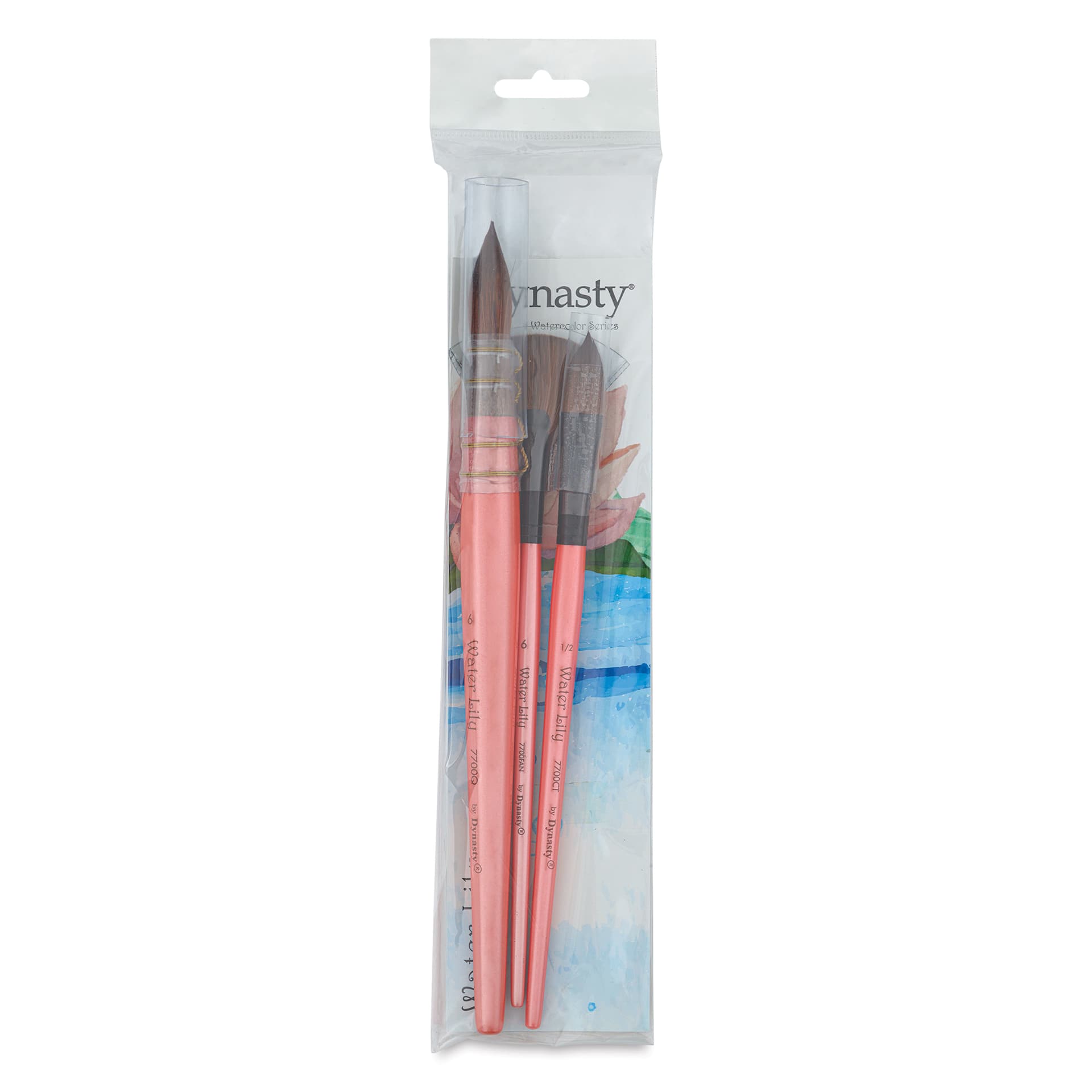 Dynasty Water Lily Watercolor Brushes - Set 12, Set of 3, brushes inside of the packaging