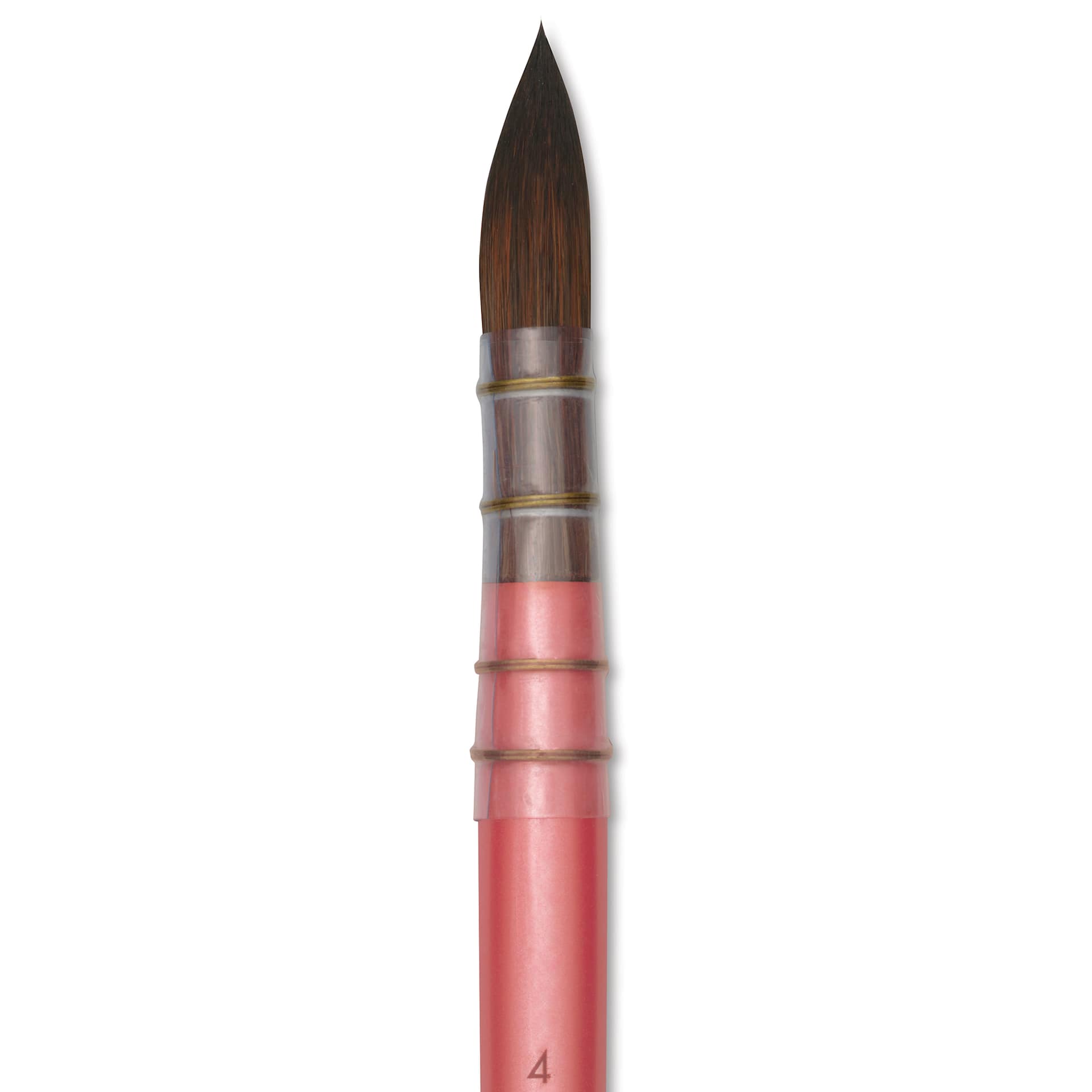 Dynasty Water Lily Watercolor Brush - Short Handle, Quill, Size 4, close-up
