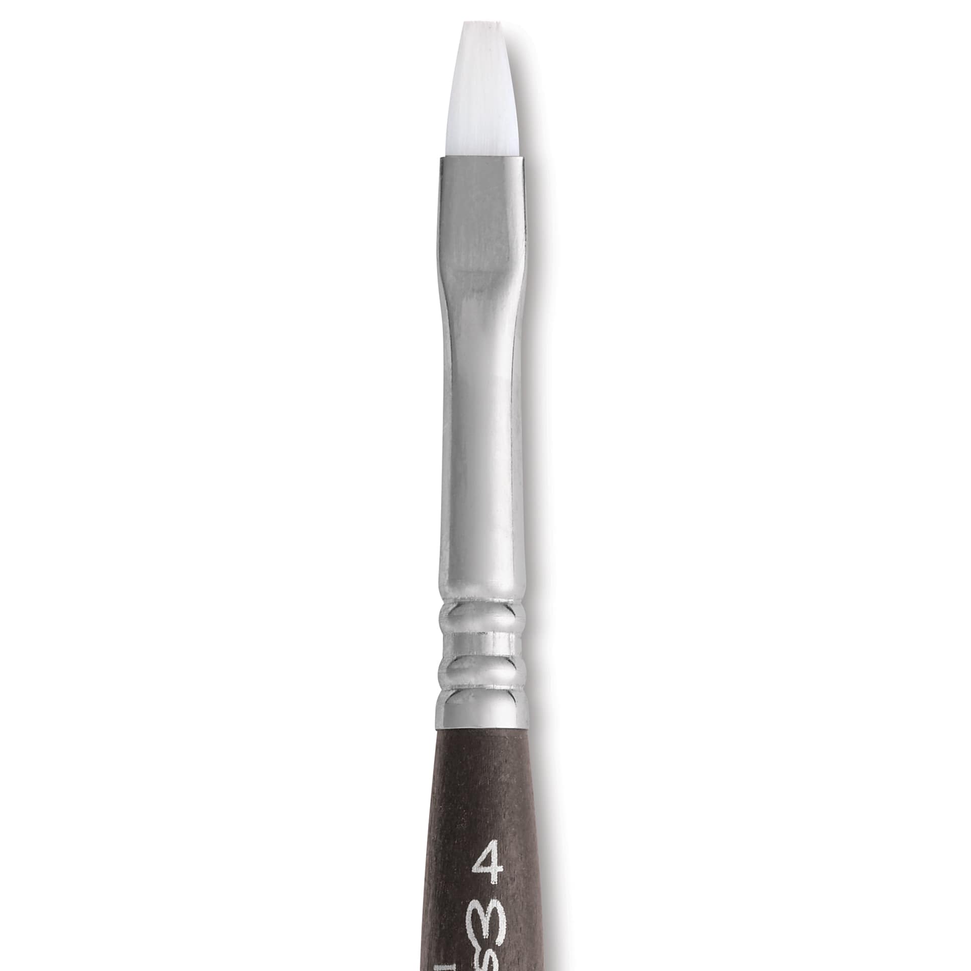 Escoda Perla Toray White Synthetic Travel Brush - Bright, Short Handle, Size 4, close-up