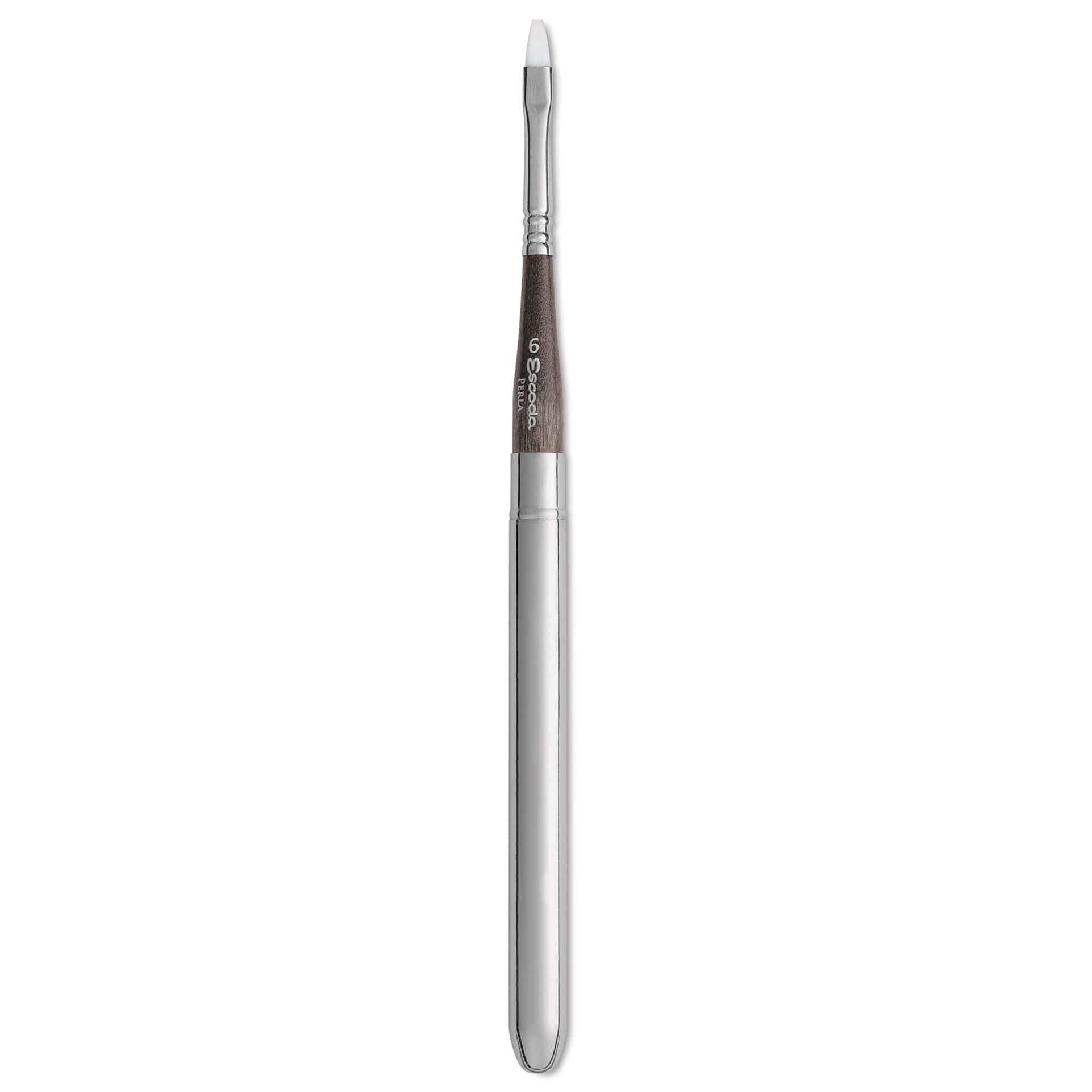 Escoda Perla Toray White Synthetic Travel Brush - Bright, Short Handle, Size 6
