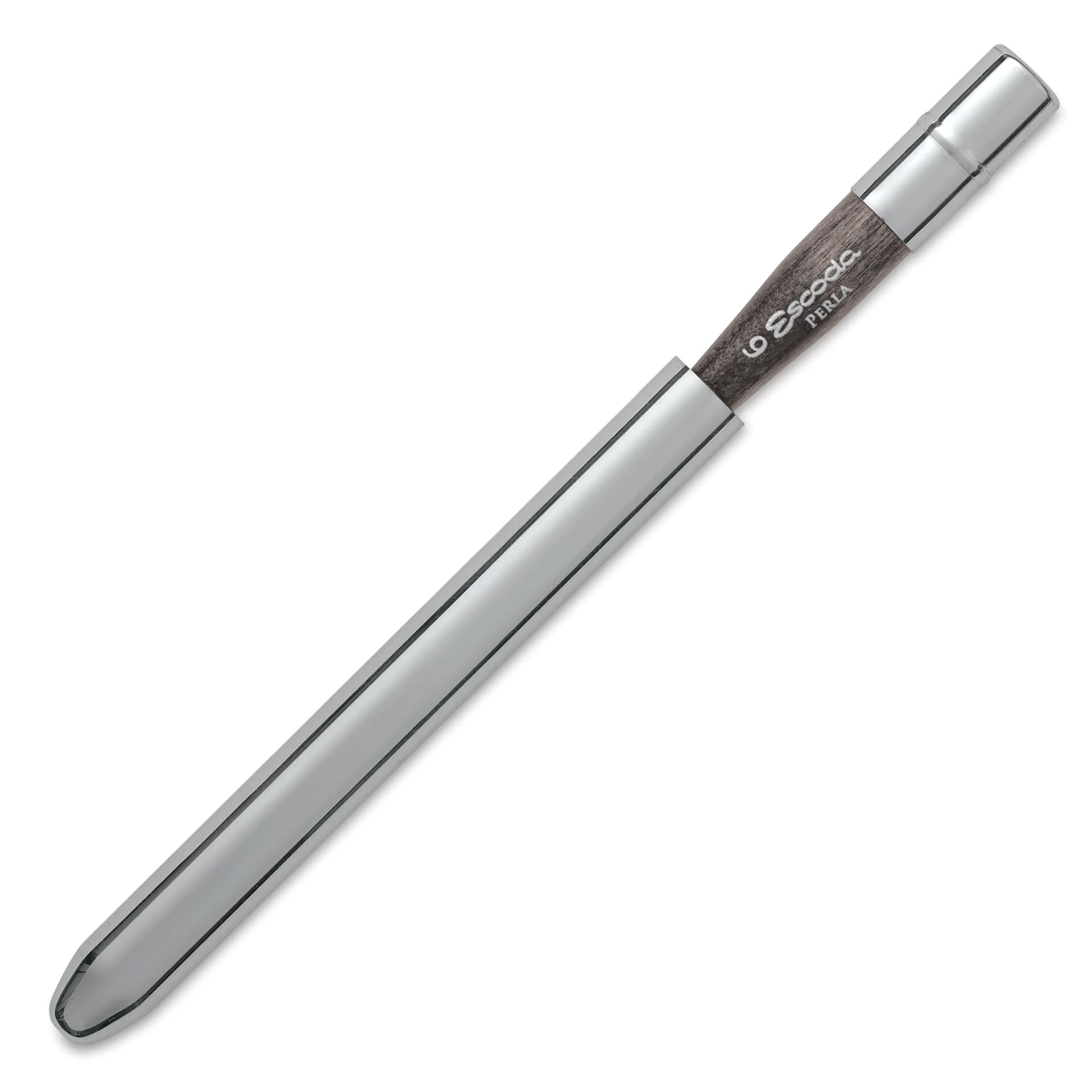 Escoda Perla Toray White Synthetic Travel Brush - Bright, Short Handle, Size 6, brush top inserted in handle