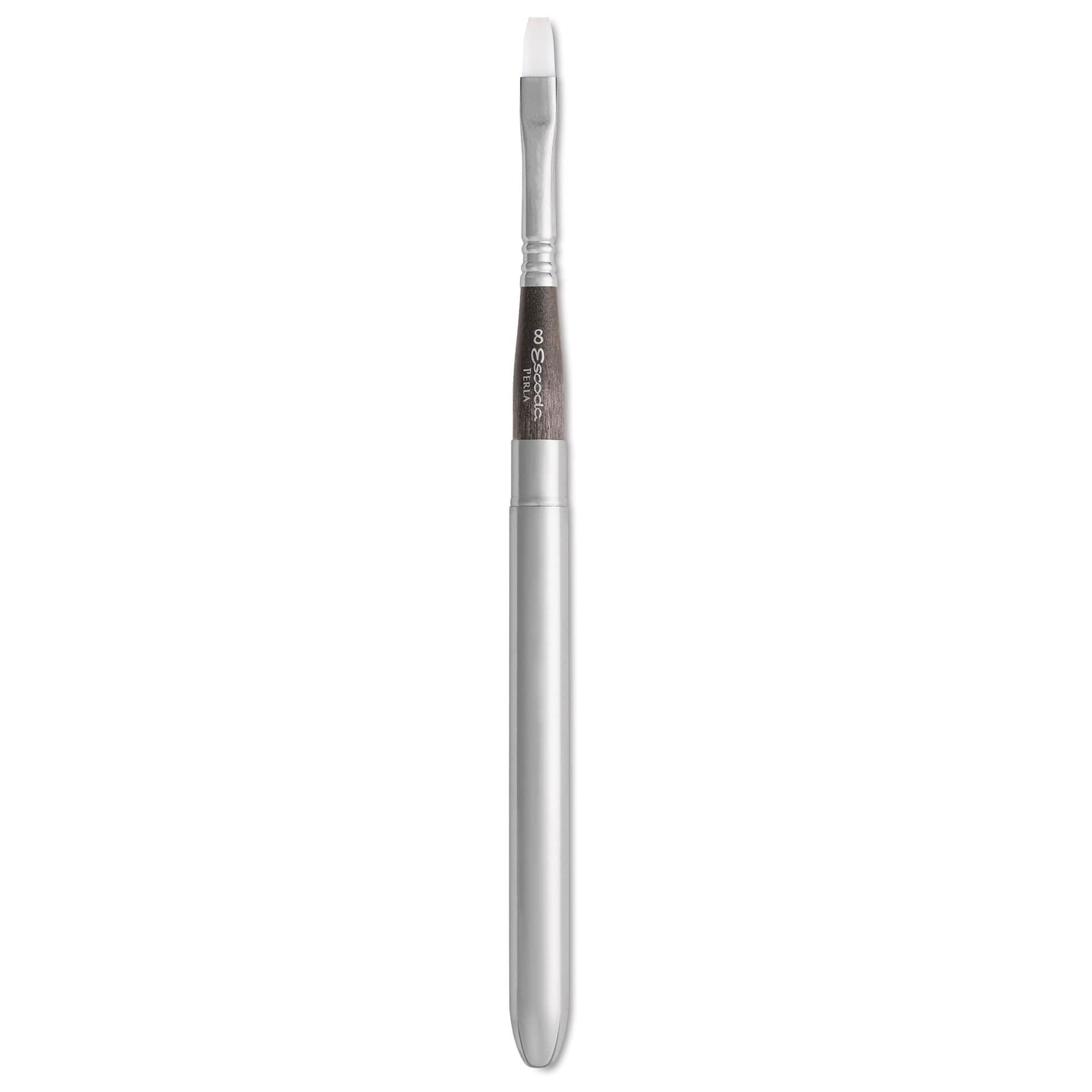 Escoda Perla Toray White Synthetic Travel Brush - Bright, Short Handle, Size 8