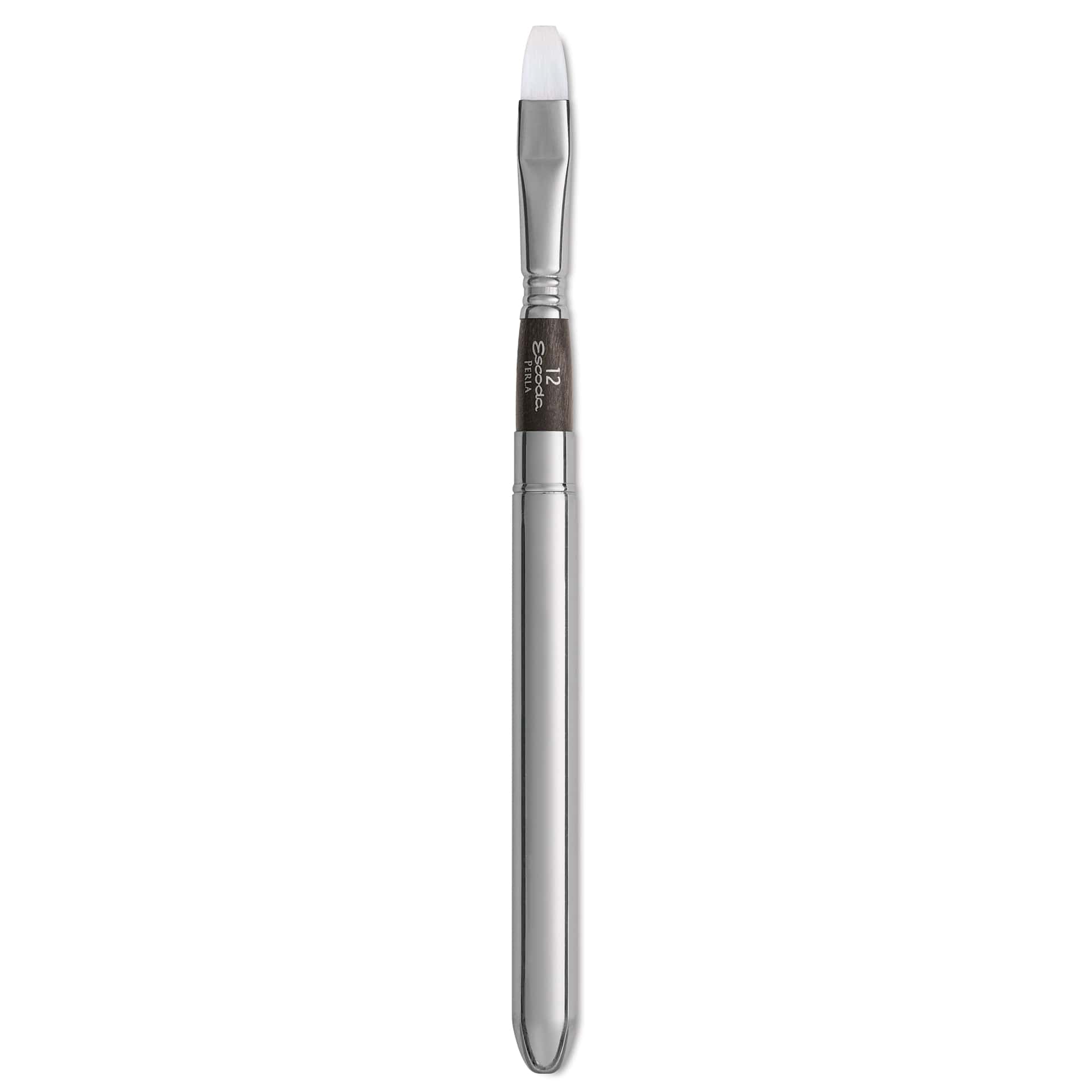 Escoda Perla Toray White Synthetic Travel Brush - Bright, Short Handle, Size 12