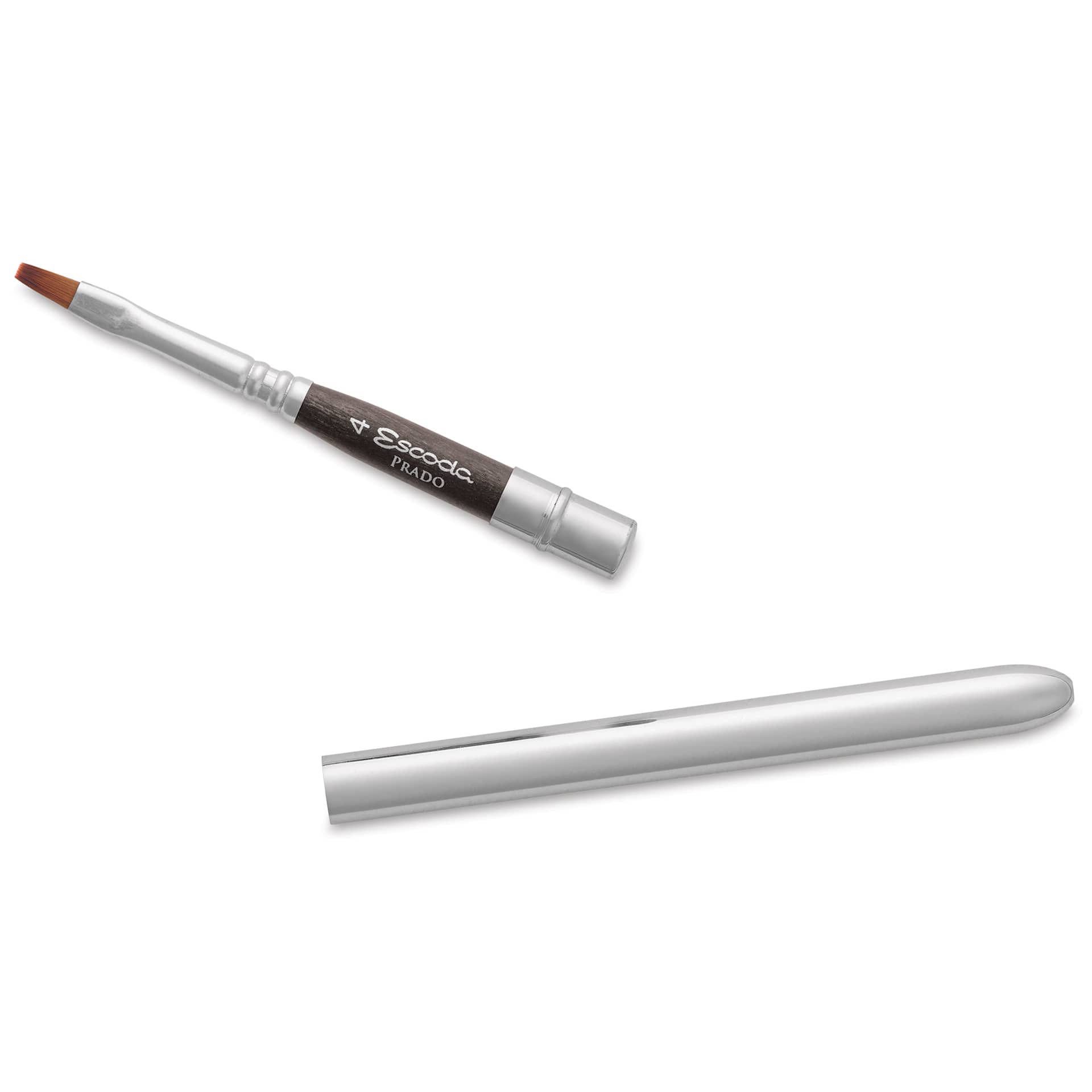 Escoda Prado Tame Synthetic Travel Brush - Bright, Short Handle, Size 4, handle and brush top