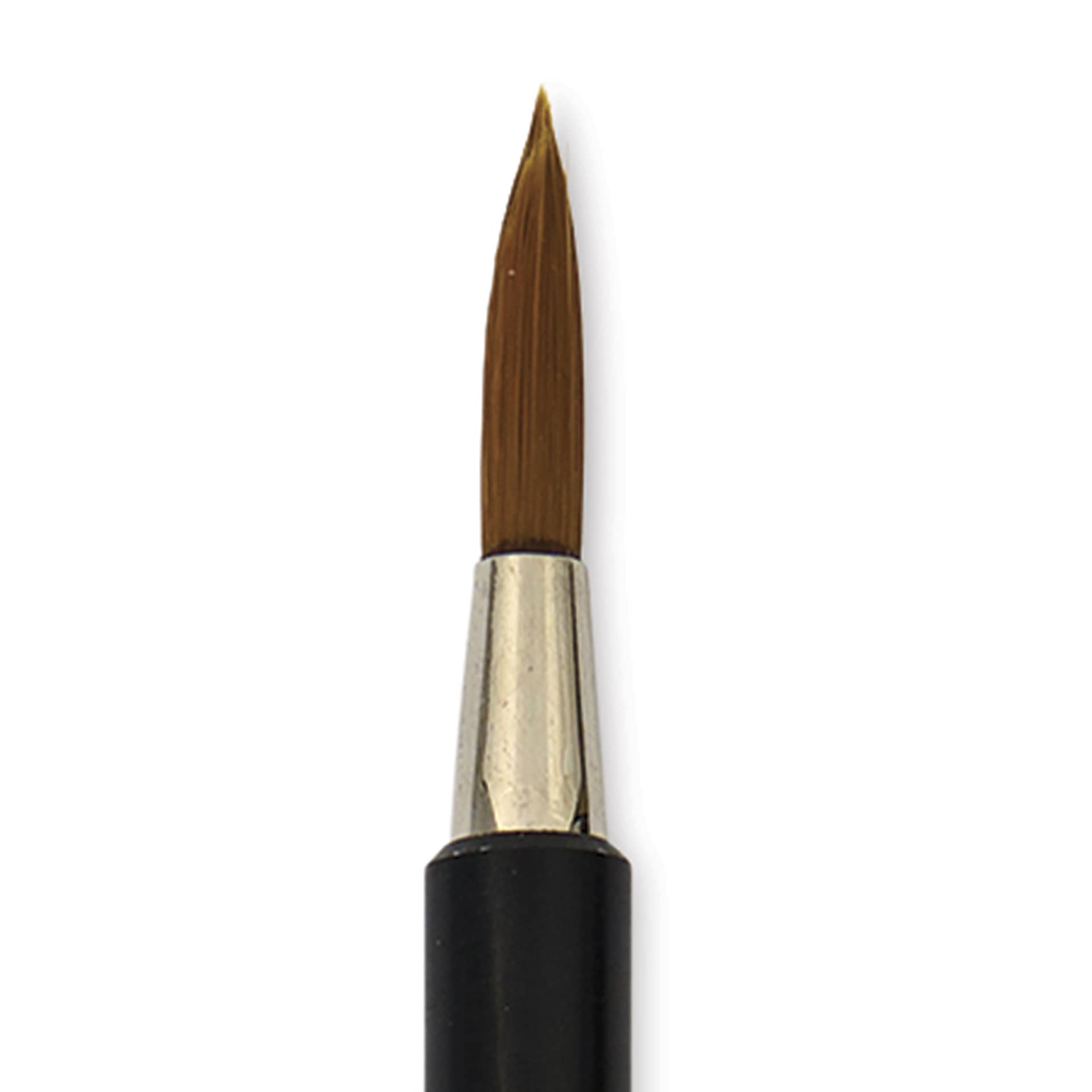 Yasutomo Fusion Synthetic Brush - Round, Short Handle, Size 3, close-up