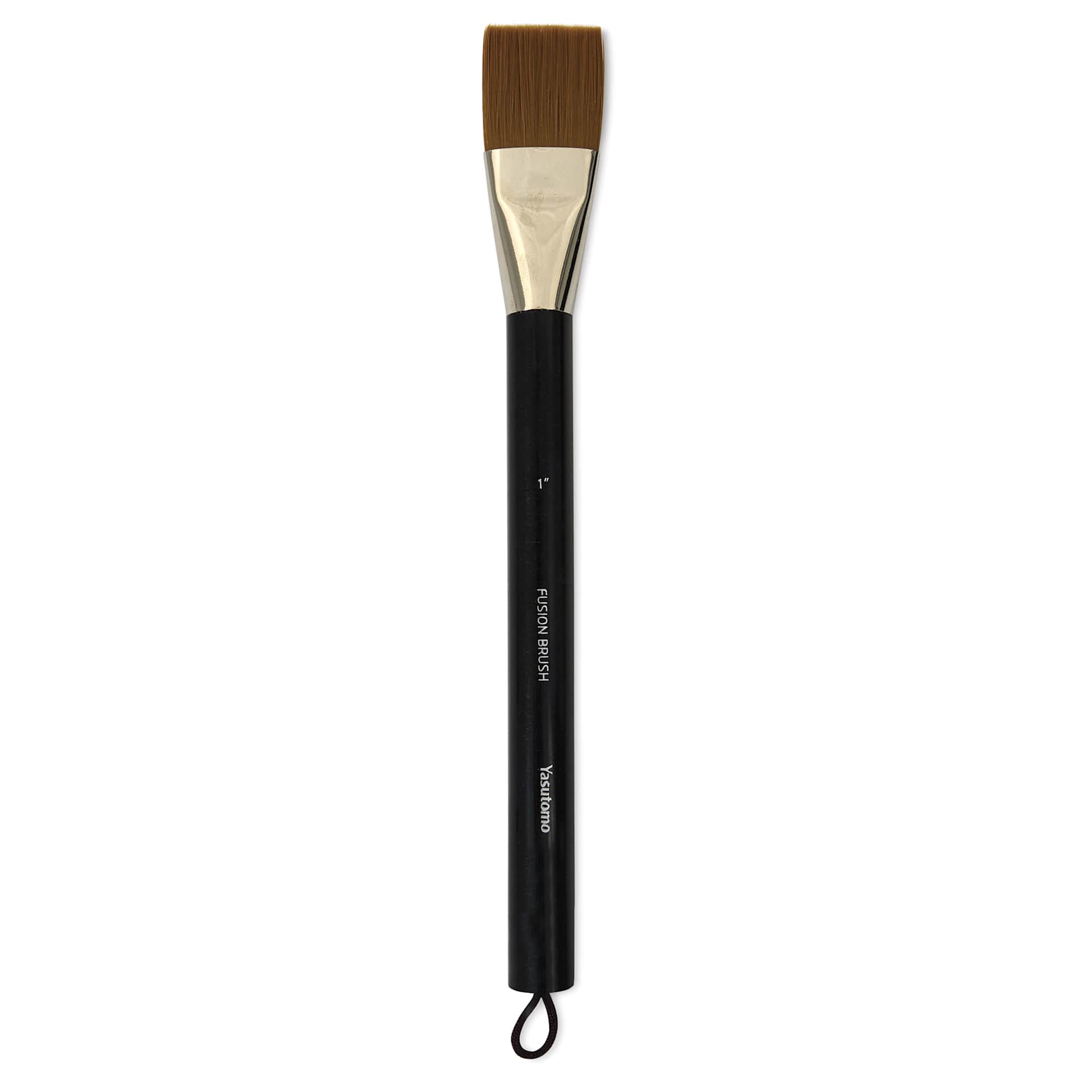 Yasutomo Fusion Synthetic Brush - Flat, Short Handle, Size 1"