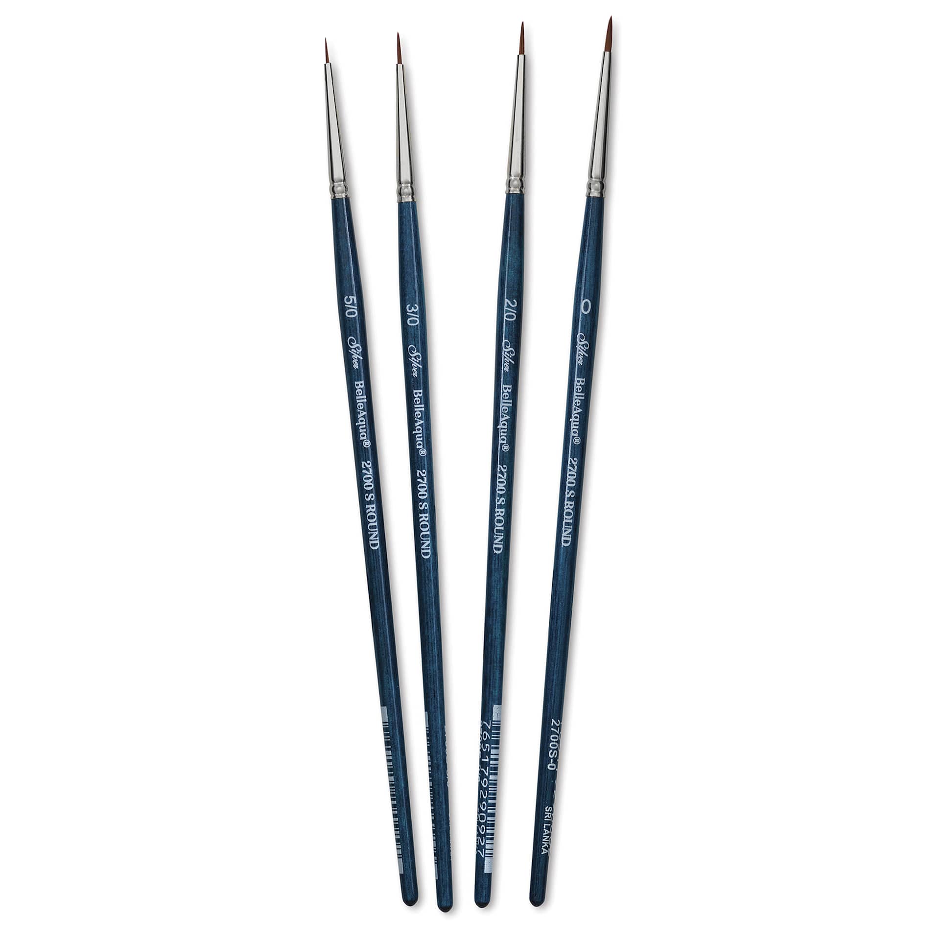 Silver Brush BelleAqua Brushes - Perfect Detail Watercolor Set, Set of 4, brushes fanned out