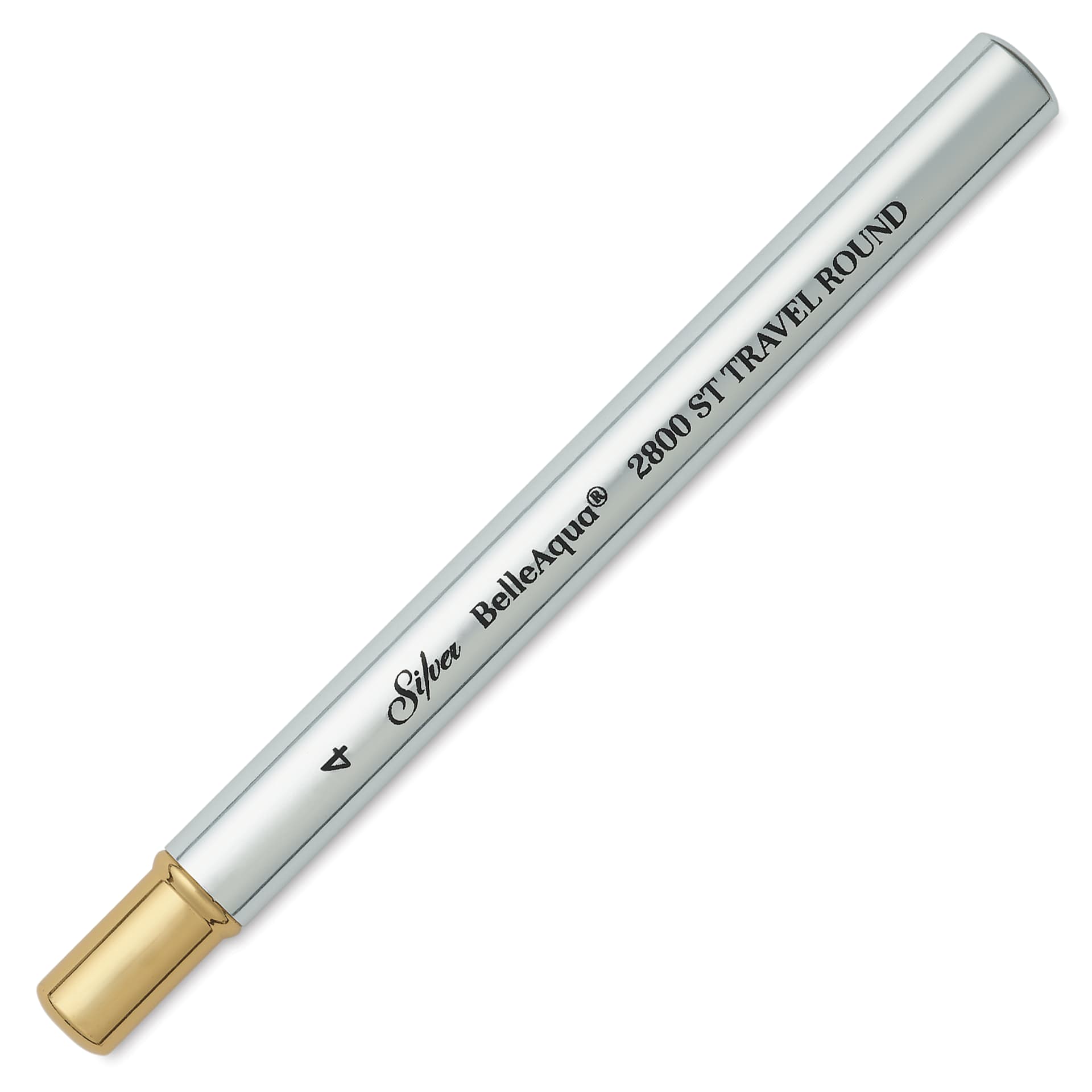 Silver Brush BelleAqua Travel Brush - Round, Short Handle, Size 4, brush top inserted in handle