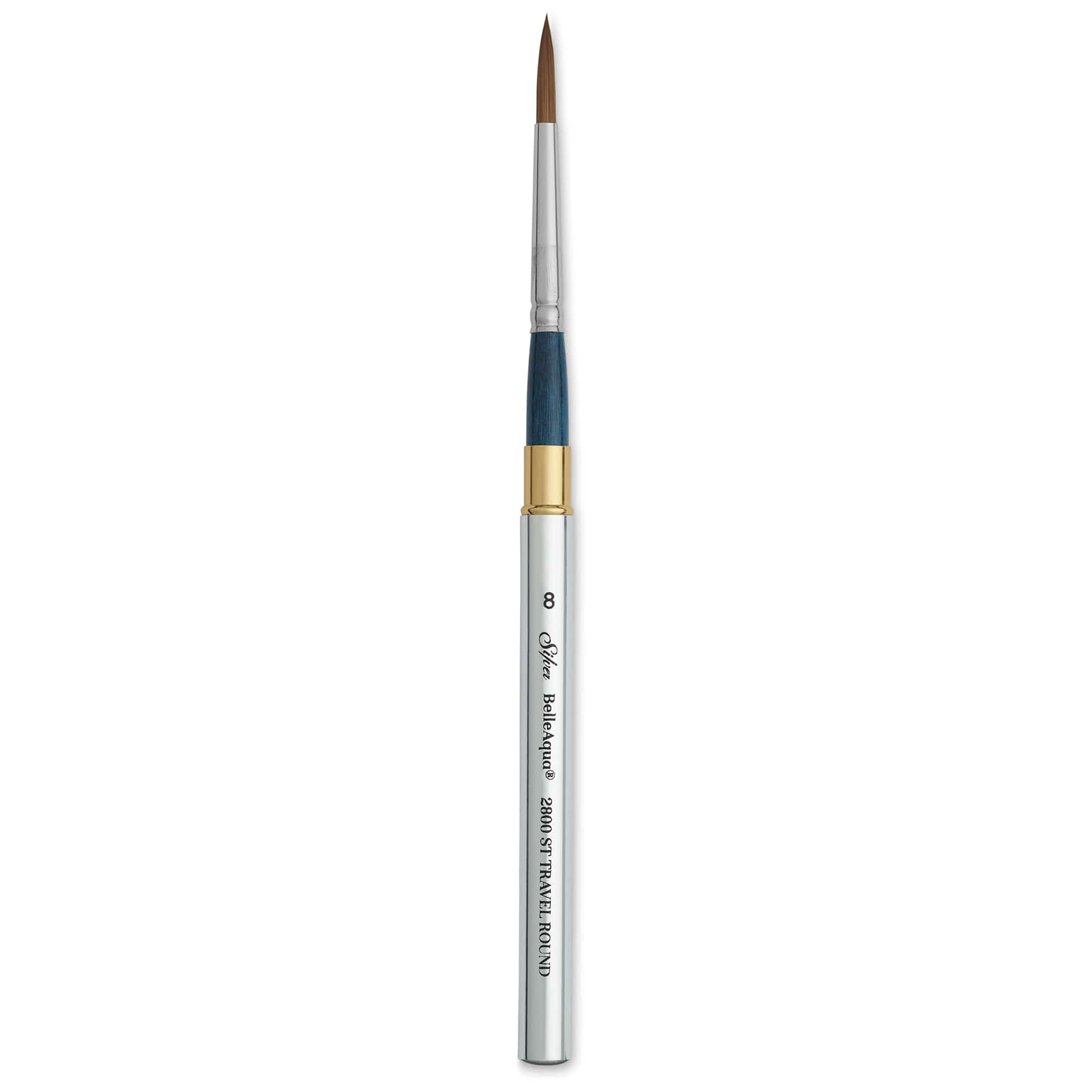 Silver Brush BelleAqua Travel Brush - Round, Short Handle, Size 8