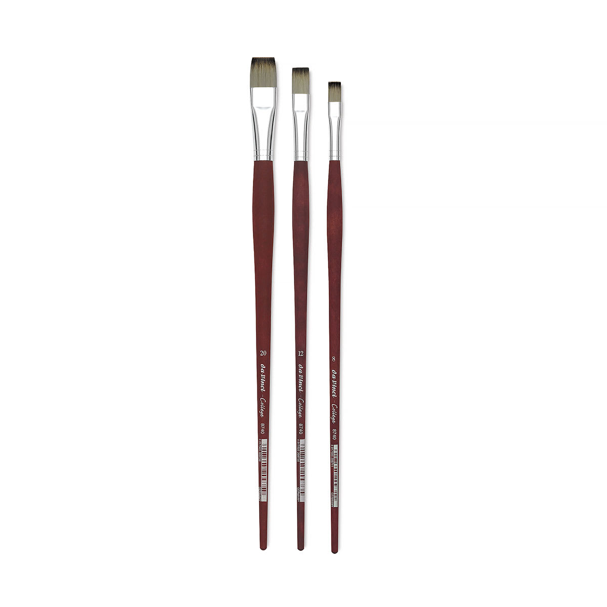 Da Vinci College Synthetic Brushes - 3 sizes of Brights shown vertically
