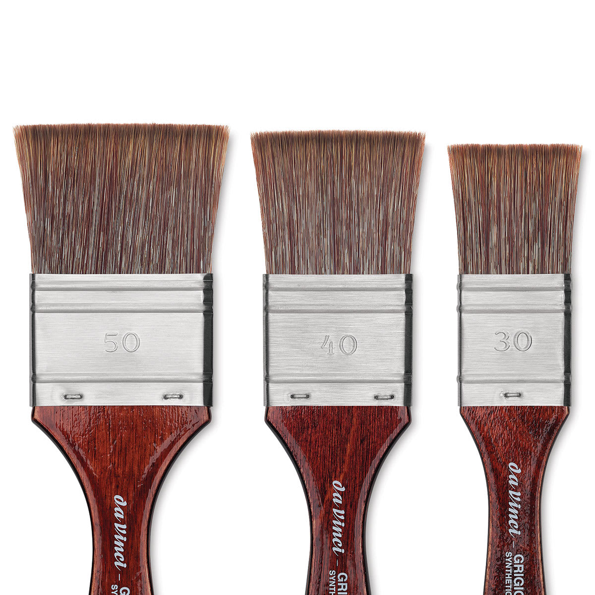 Da Vinci Grigio Synthetic Brushes - Closeup of 3 Mottler brushes
