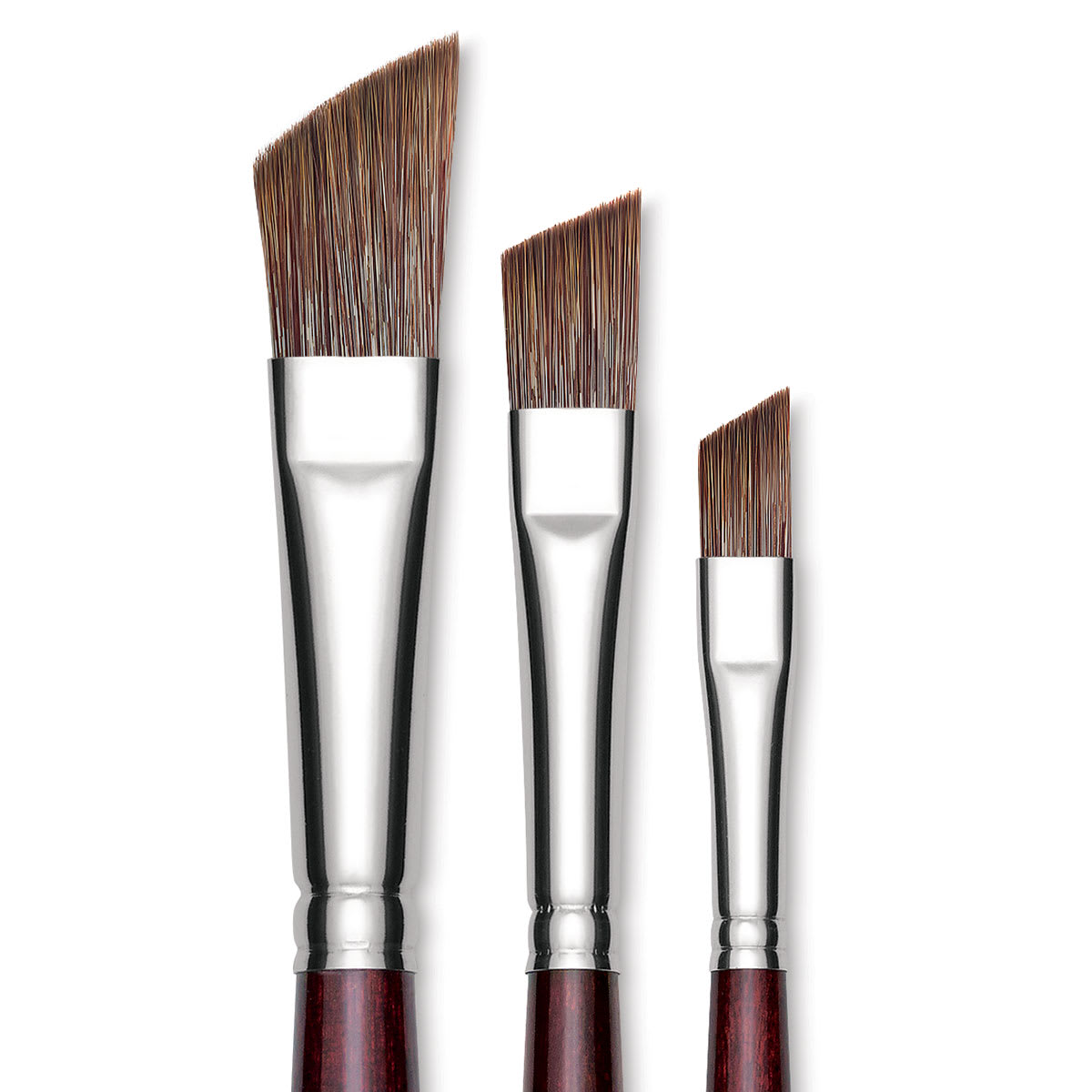 Da Vinci Grigio Synthetic Brushes - Closeup of 3 Slant Brushes