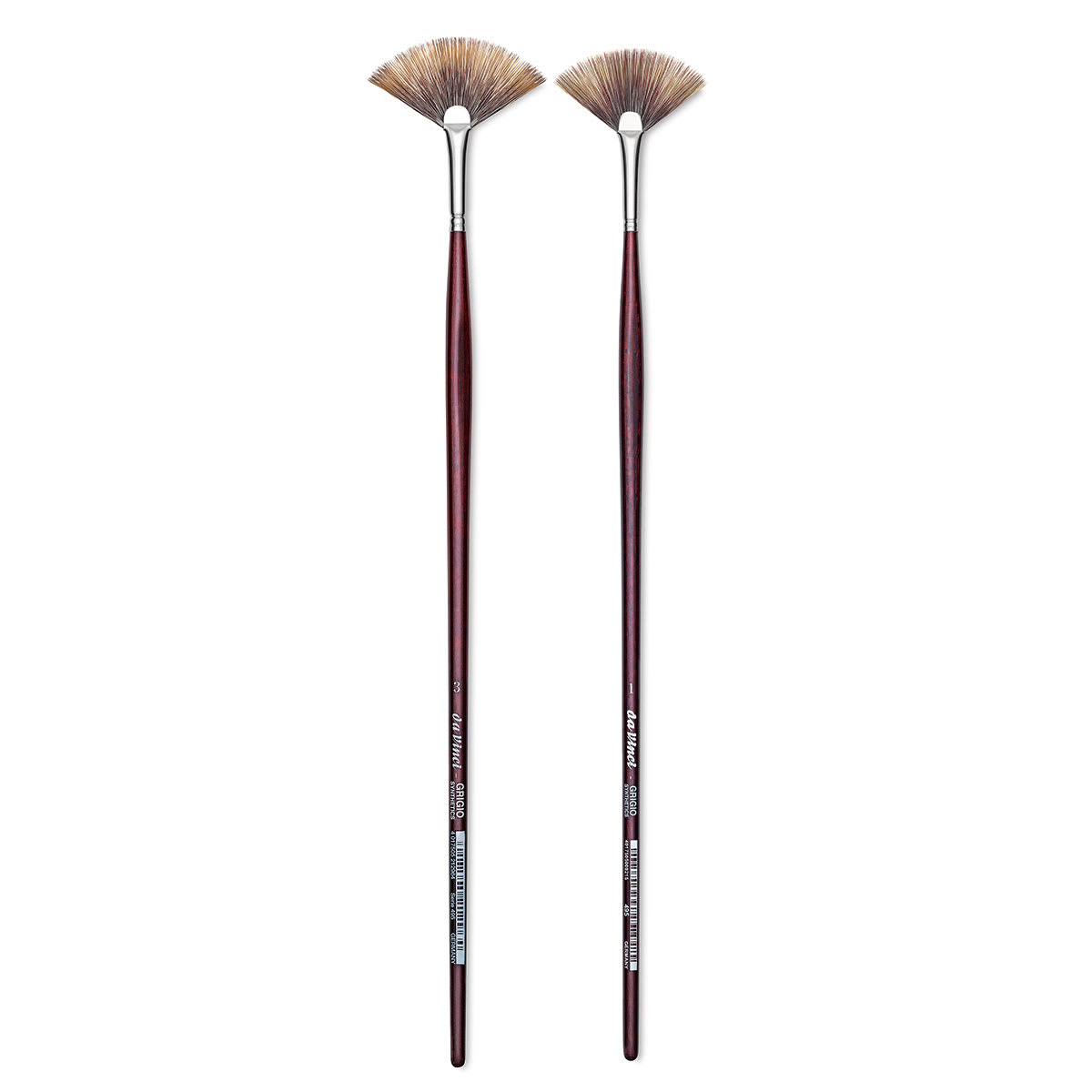 Da Vinci Grigio Synthetic Brushes - Two fan brushes shown upright