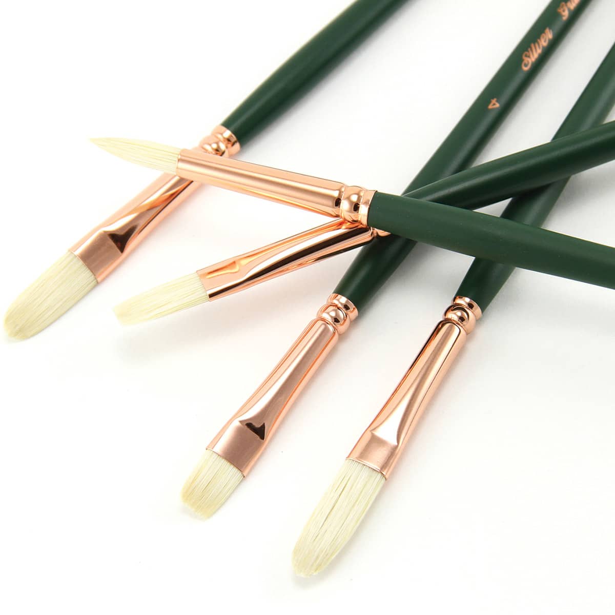 Silver Brush Grand Prix Brush Set - Oil/Acrylic, Set of 5 (close up of bristles)