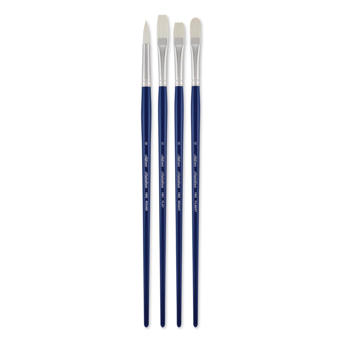 Silver Brush Bristlon Synthetic Bristle Brushes - Versatile Variety, Long Handle, Set of 4