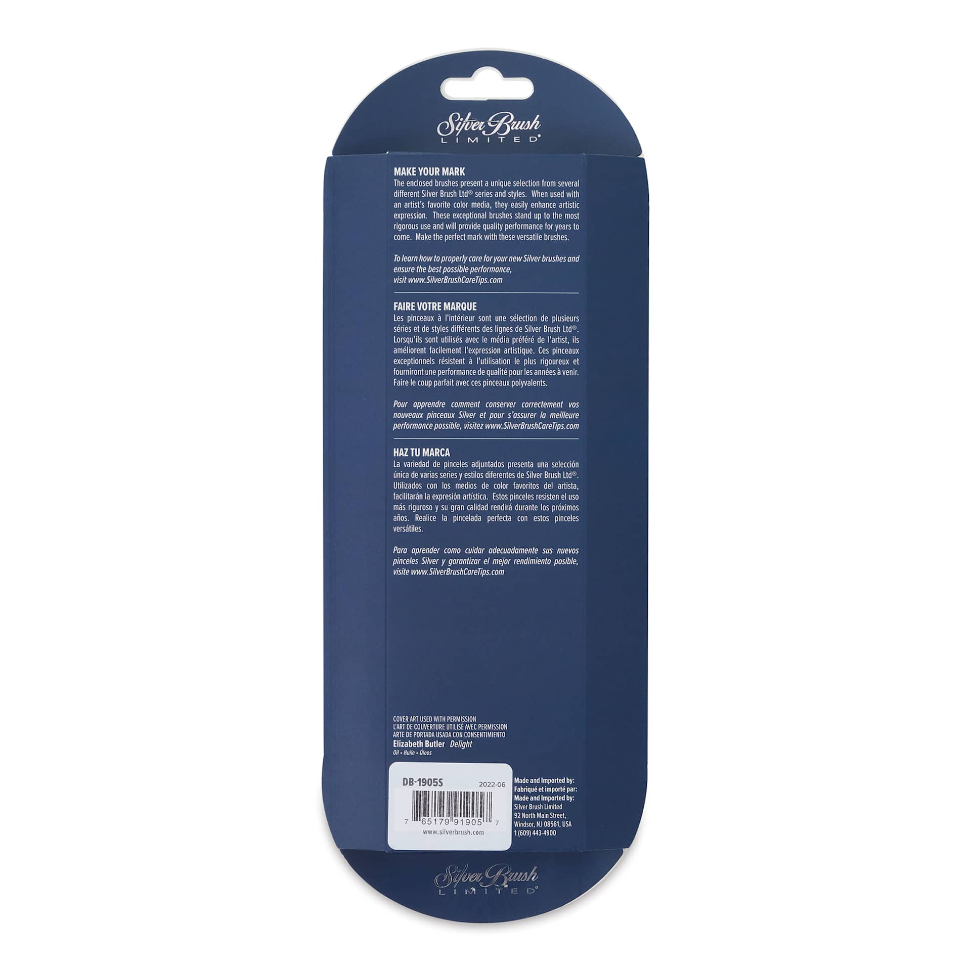 Silver Brush Bristlon Synthetic Bristle Brushes - BLICK Exclusive, Short Handle, Set of 5, back of pack