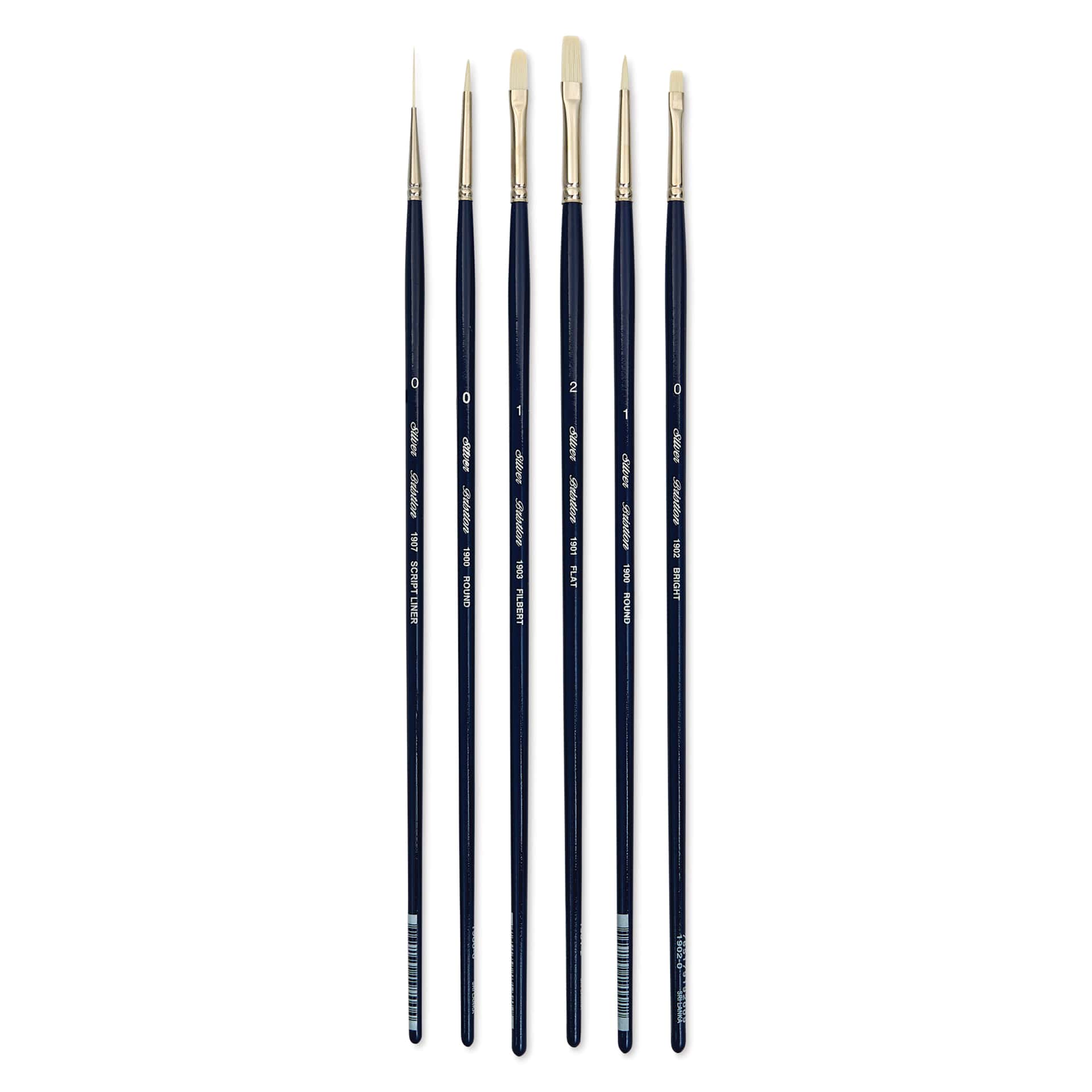 Silver Brush Bristlon Synthetic Bristle Brushes - BLICK Exclusive, Long Handle, Set of 6