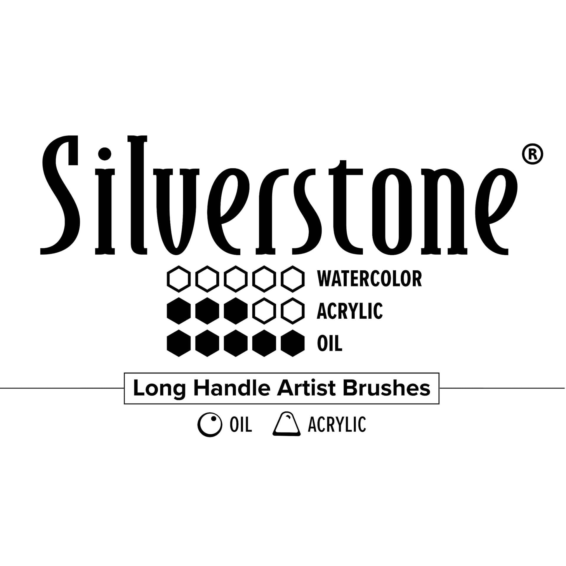 Silverstone long handle brush chart for acrylic and oil paints