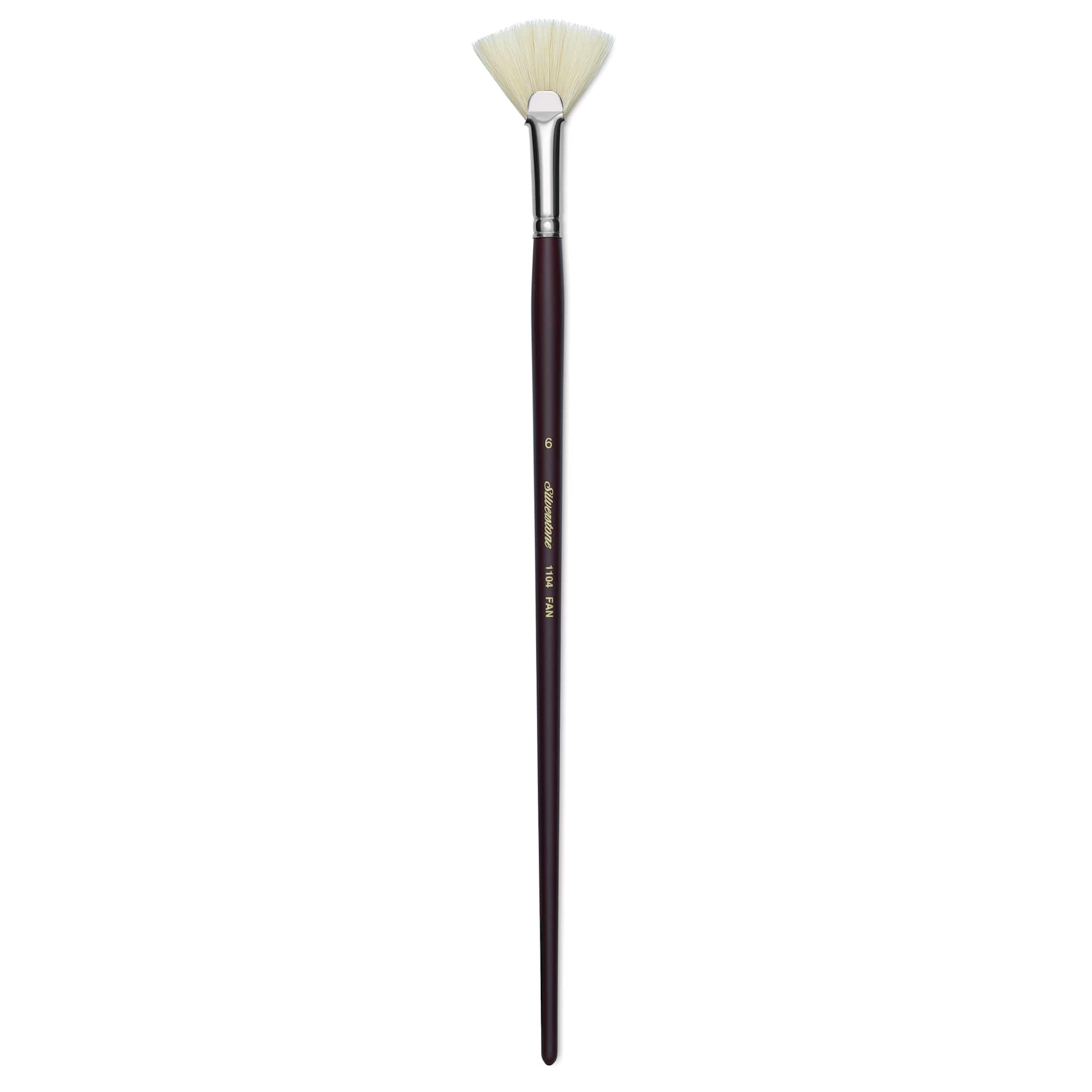 Silver Brush Silverstone Premium White Hog Bristle Brush - Fan, Long Handle, Size 6