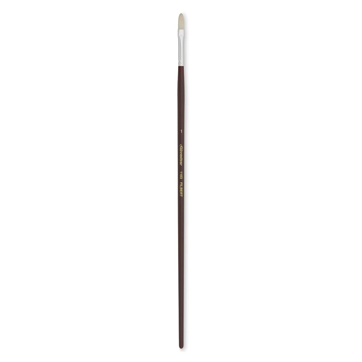 Silver Brush Silverstone Premium White Hog Bristle Brush - Filbert, Long Handle, Size 1