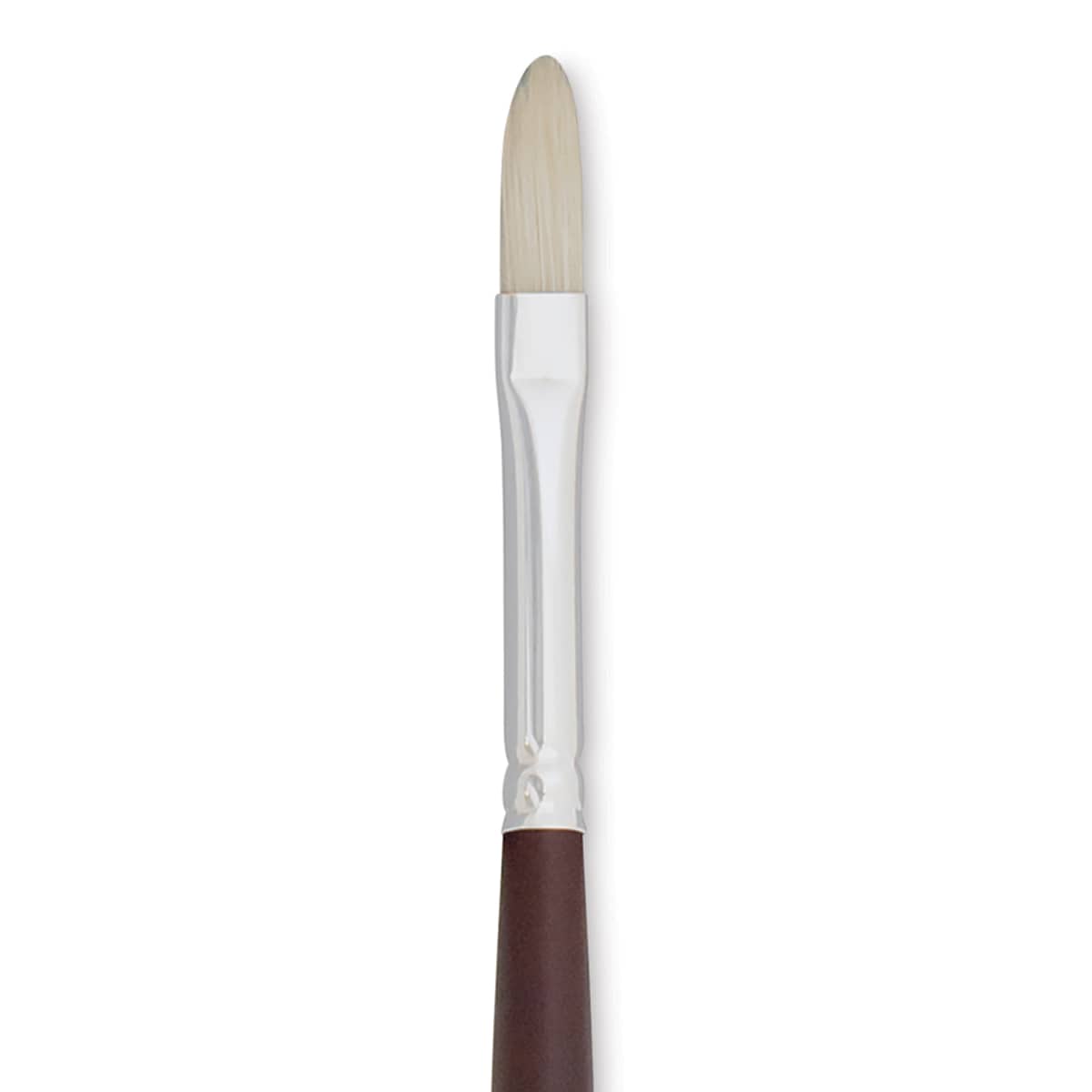 Silver Brush Silverstone Premium White Hog Bristle Brush - Filbert, Long Handle, Size 1 close up