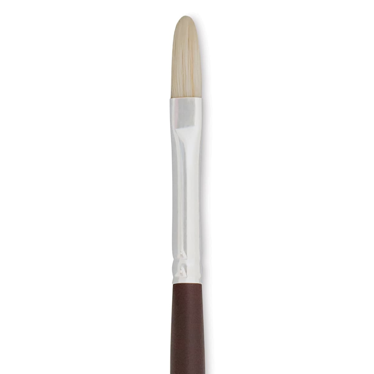 Silver Brush Silverstone Premium White Hog Bristle Brush - Filbert, Long Handle, Size 2 close up