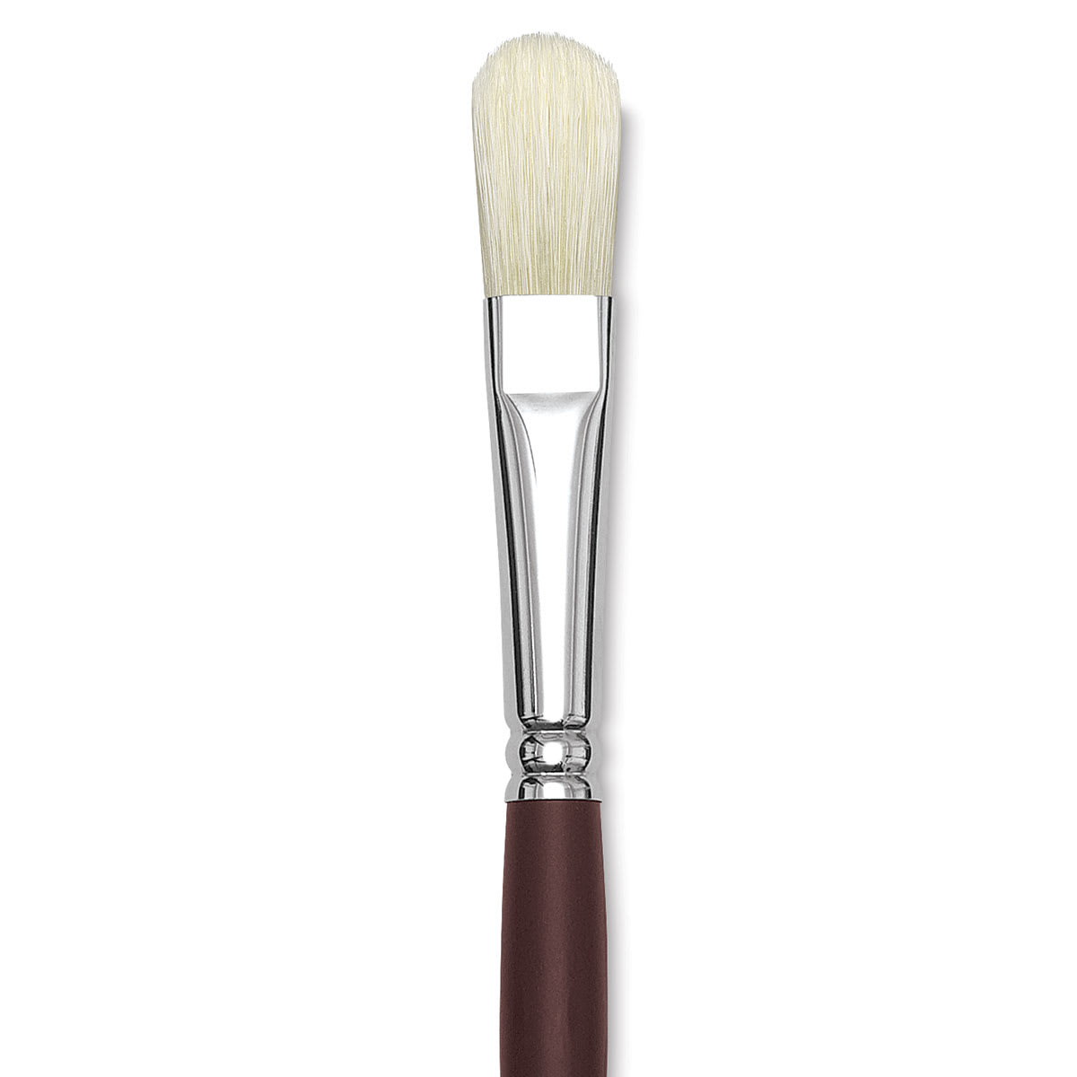 Silver Brush Silverstone Premium White Hog Bristle Brush - Filbert, Long Handle, Size 8 close up