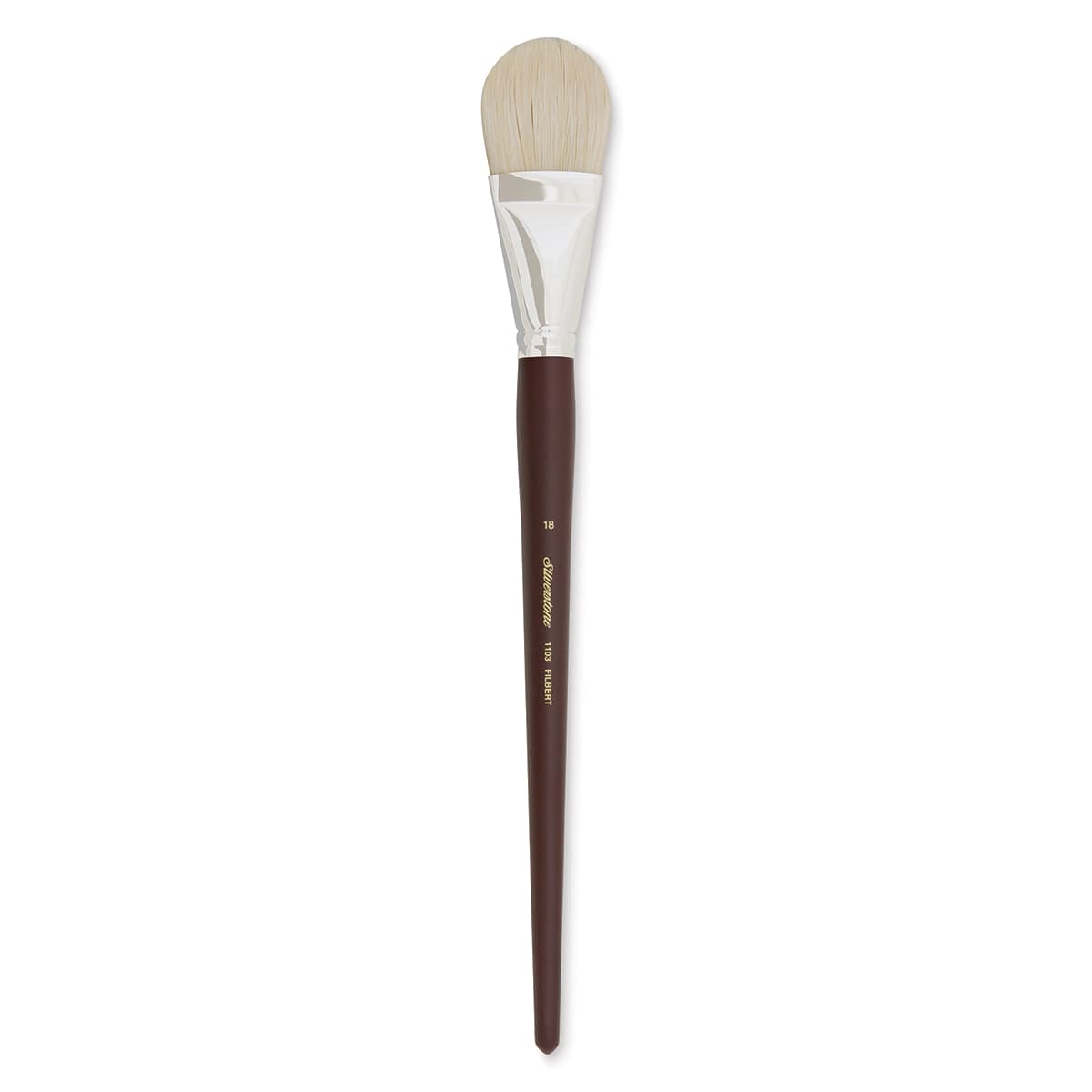Silver Brush Silverstone Premium White Hog Bristle Brush - Filbert, Long Handle, Size 18