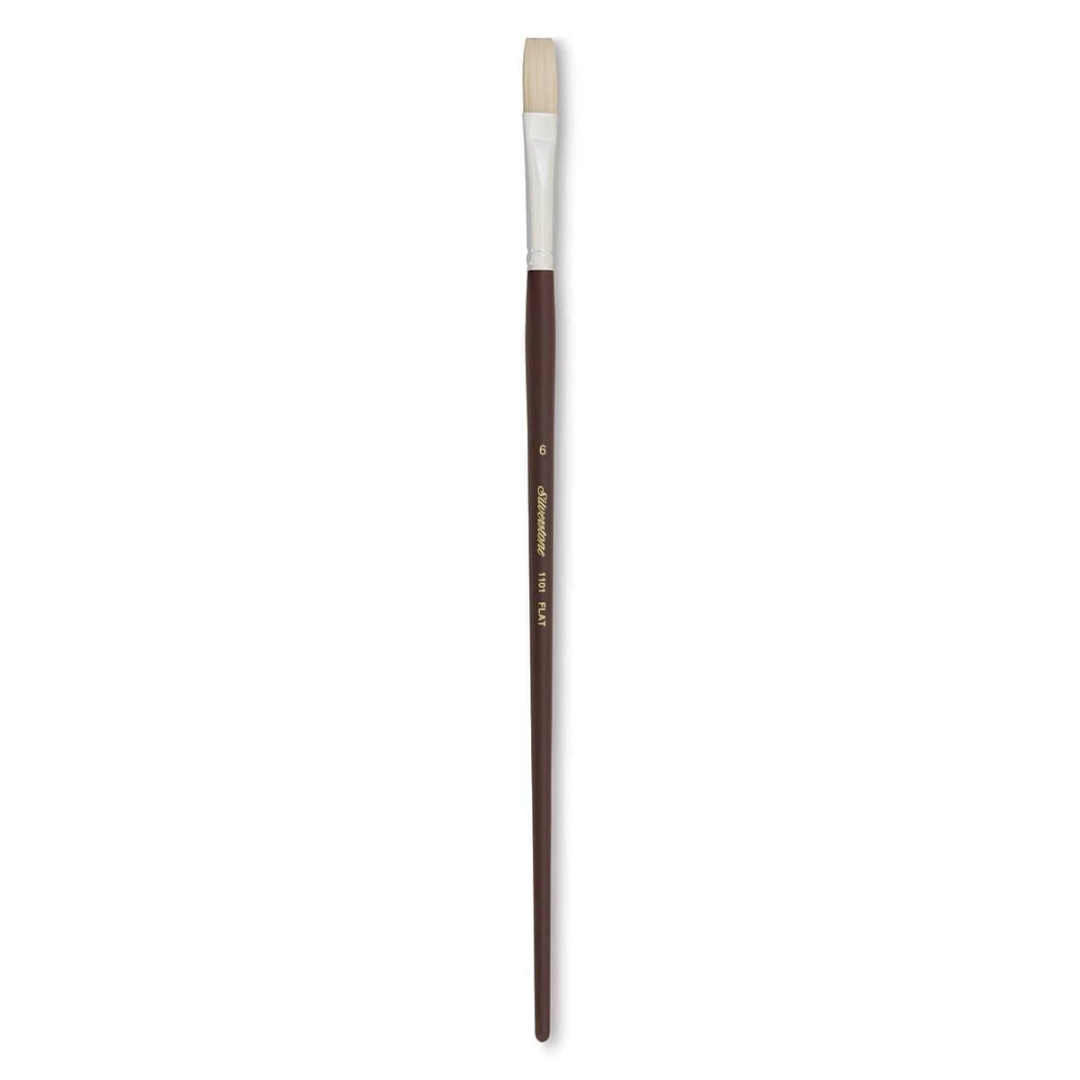 Silver Brush Silverstone Premium White Hog Bristle Brush - Flat, Long Handle, Size 6