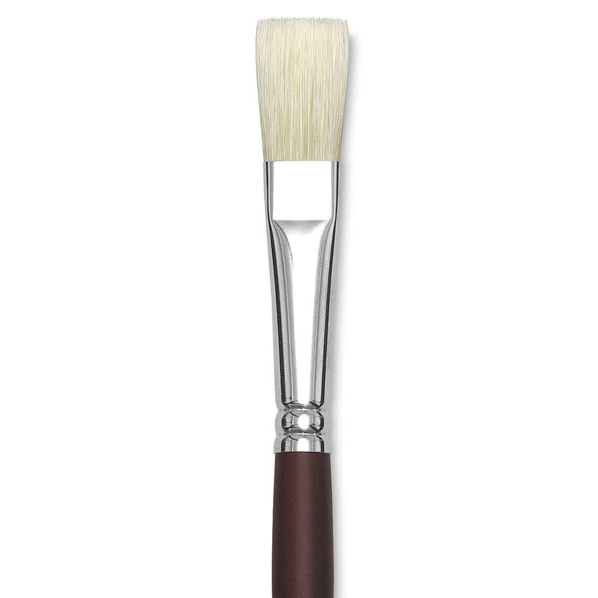Silver Brush Silverstone Premium White Hog Bristle Brush - Flat, Long Handle, Size 8 close up