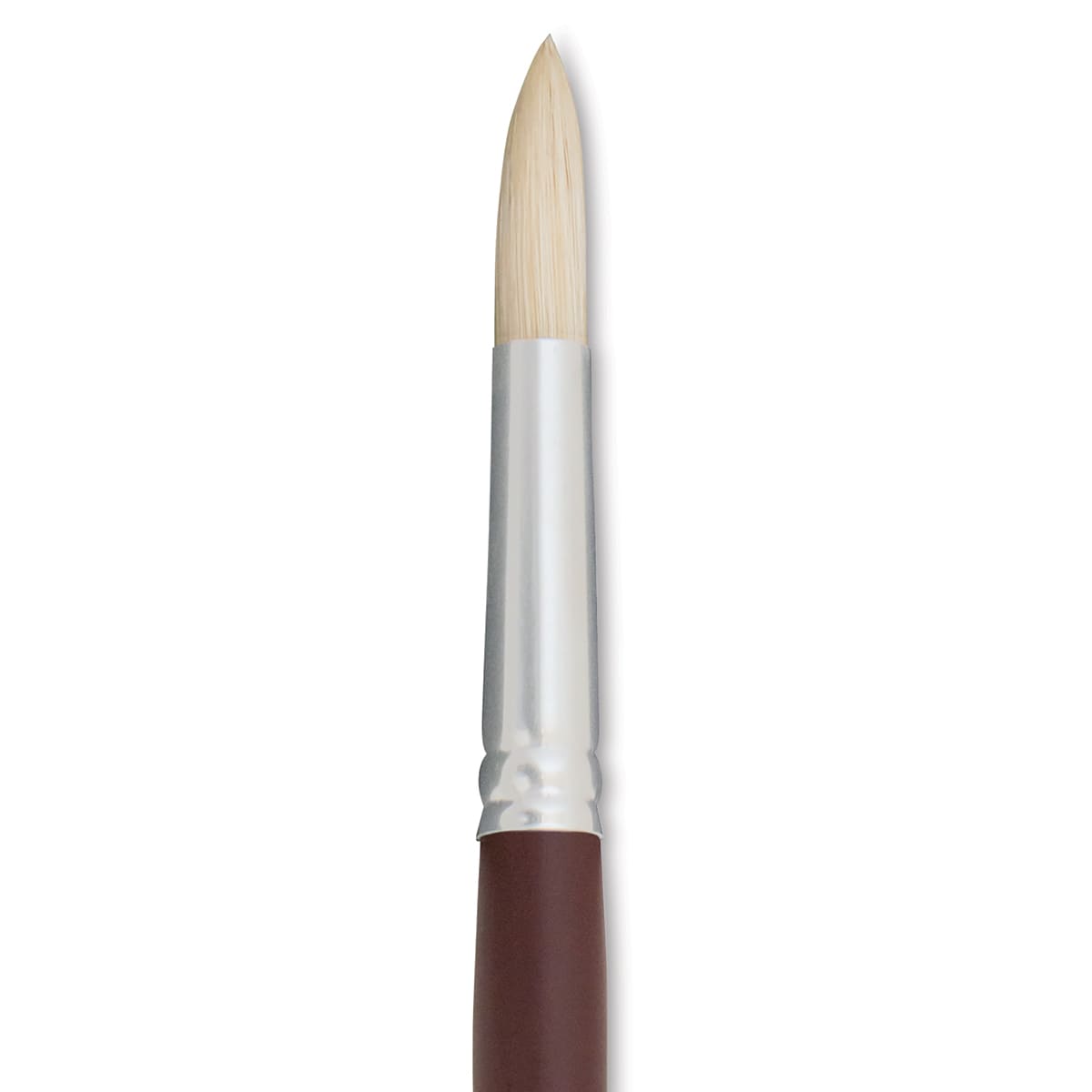 Silver Brush Silverstone Premium White Hog Bristle Brush - Round, Long Handle, Size 8 close up