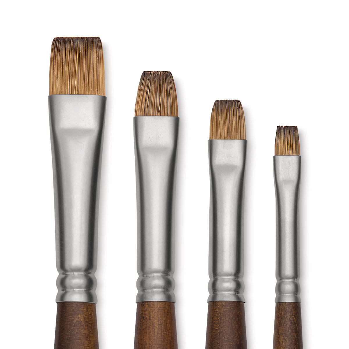 Raphaél Precision Brushes - Closeup of 4 Bright brushes shown 