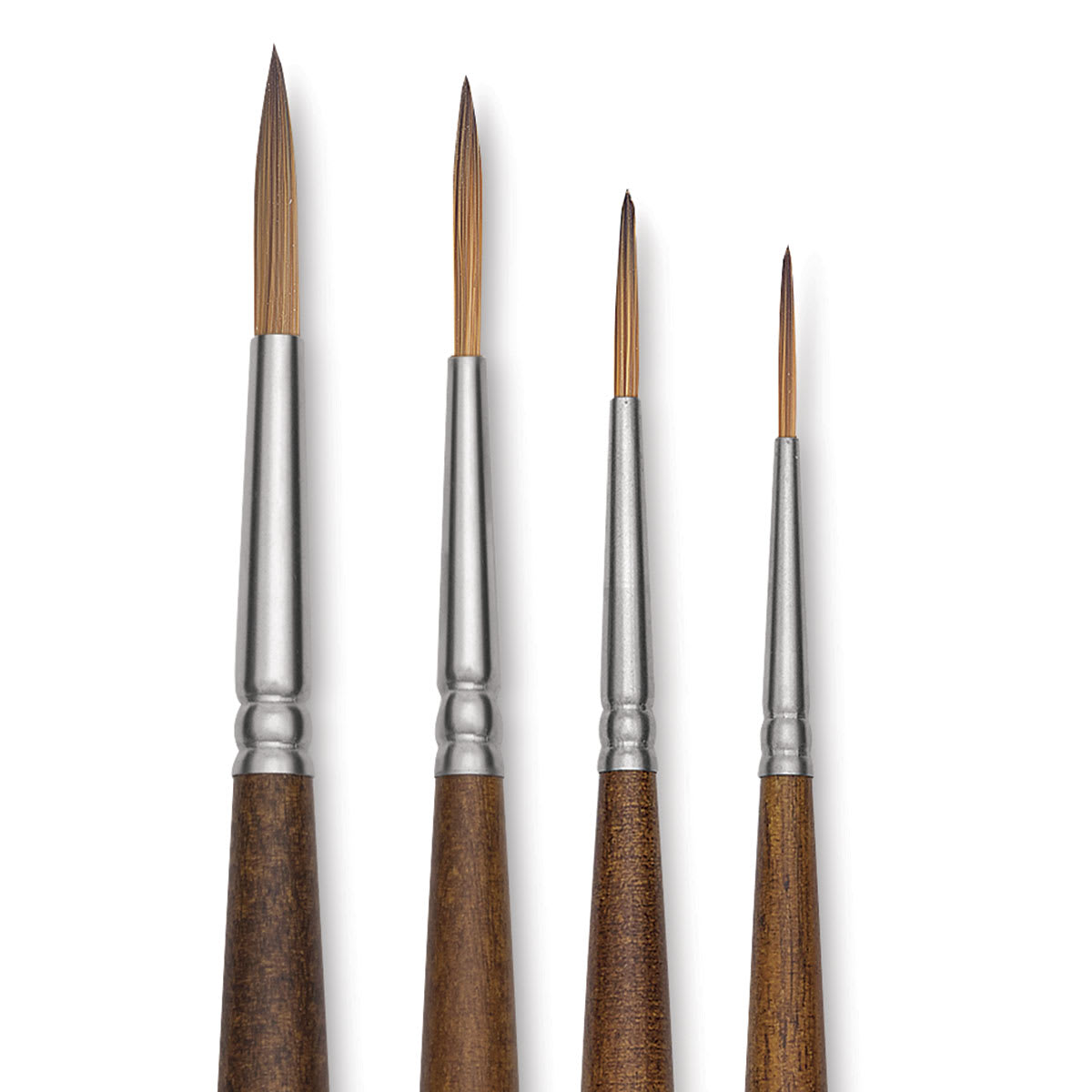 Raphaél Precision Brushes - Closeup of 4 Liner brushes shown 