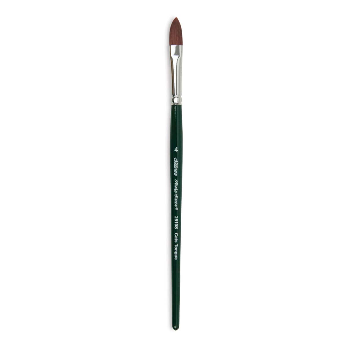 Silver Brush Ruby Satin Synthetic Brush - Cat's Tongue, Size 4, Short Handle