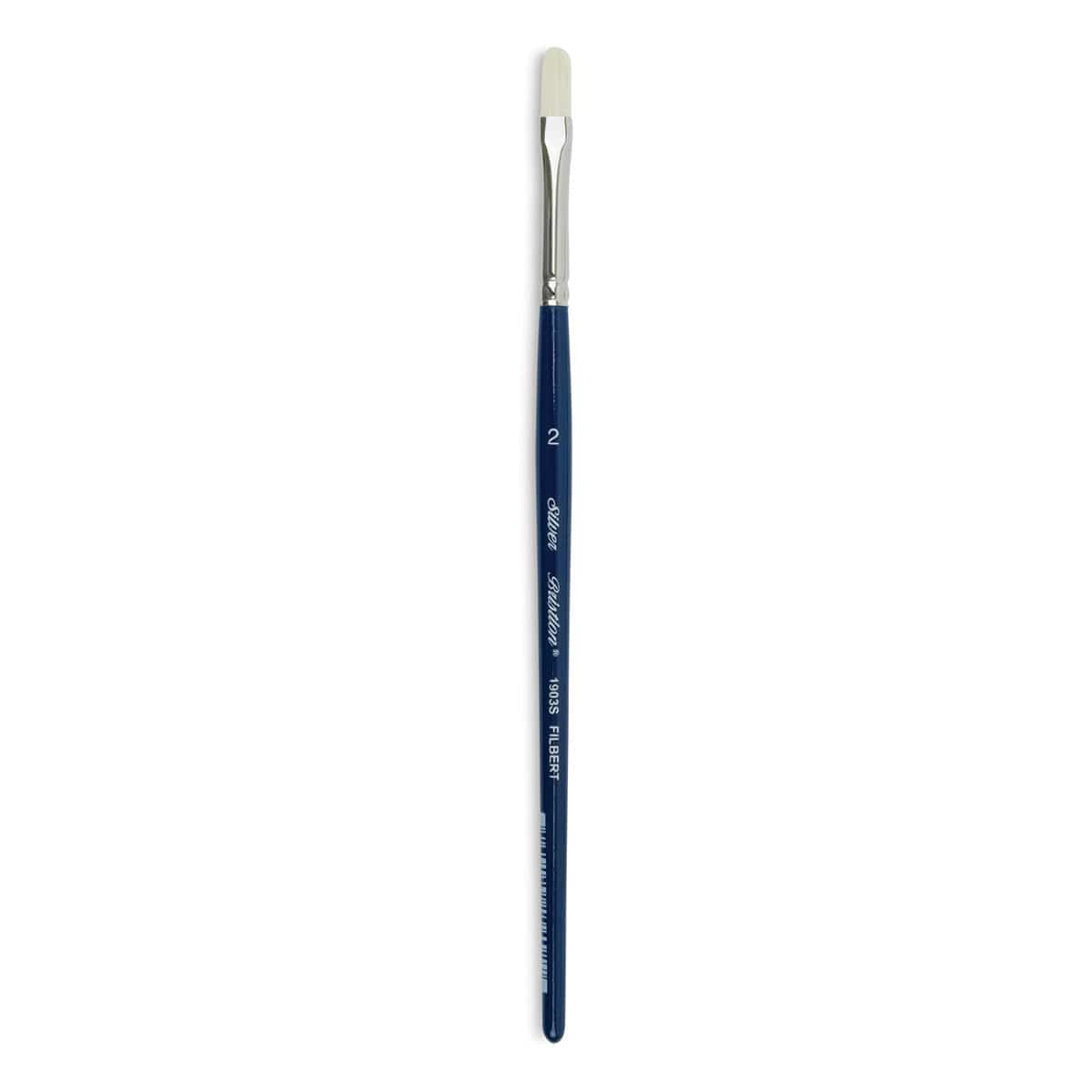 Silver Brush Bristlon Stiff White Synthetic Brush - Filbert, Size 2, Short Handle