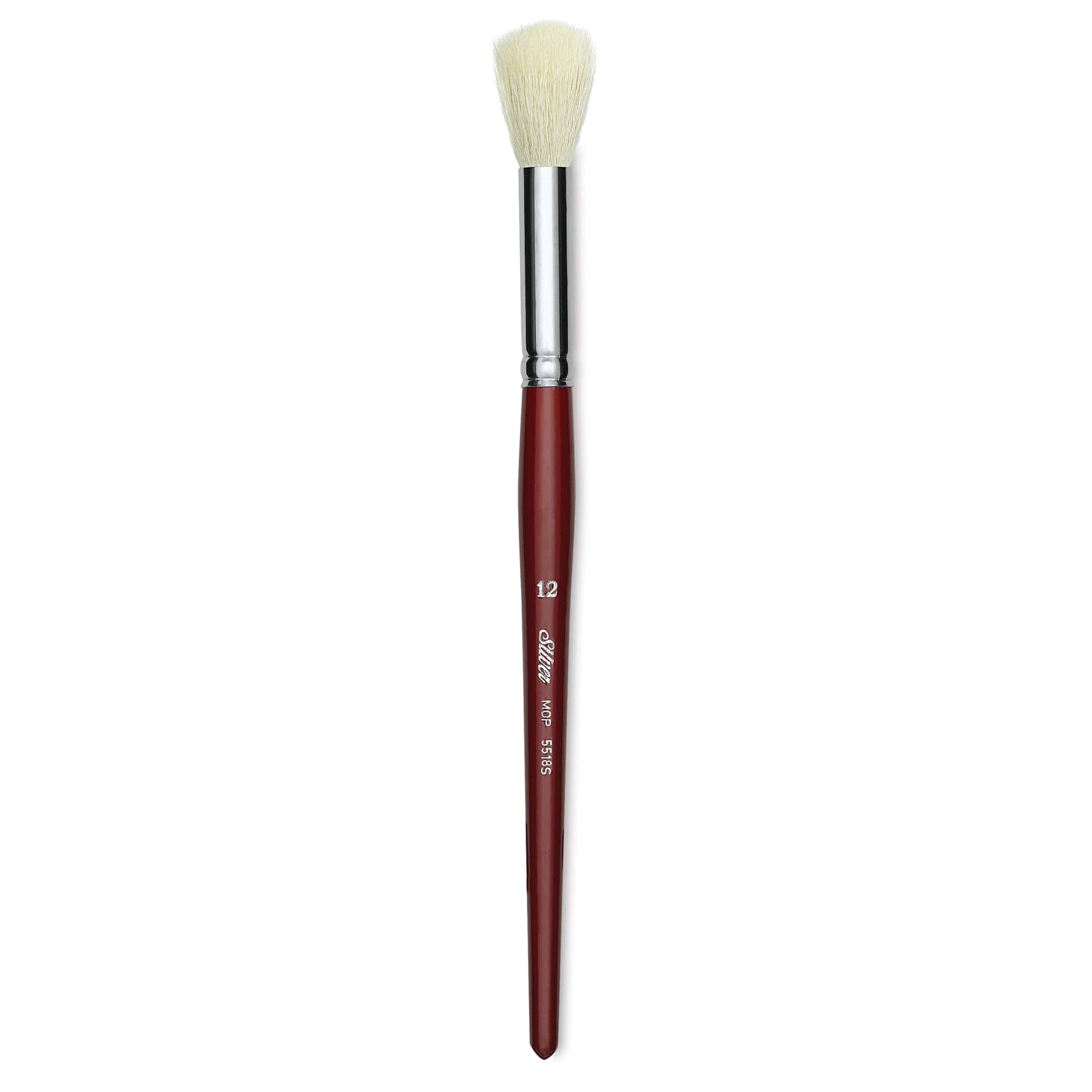 Silver Brush White Synthetic Goat Silver Mop Brush - Round, Size 12, Short Handle (full length)