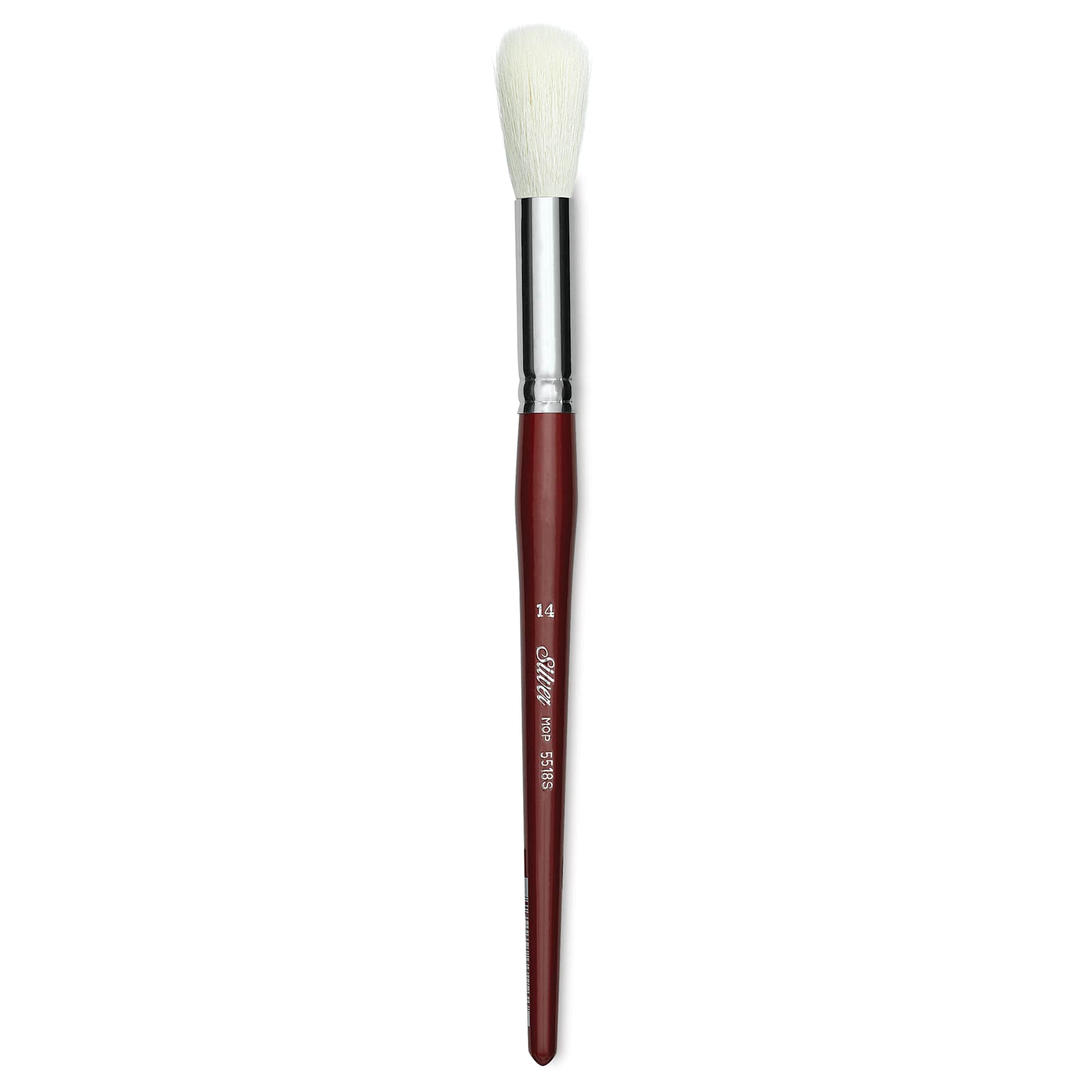 Silver Brush White Synthetic Goat Silver Mop Brush - Round, Size 14, Short Handle (full length)