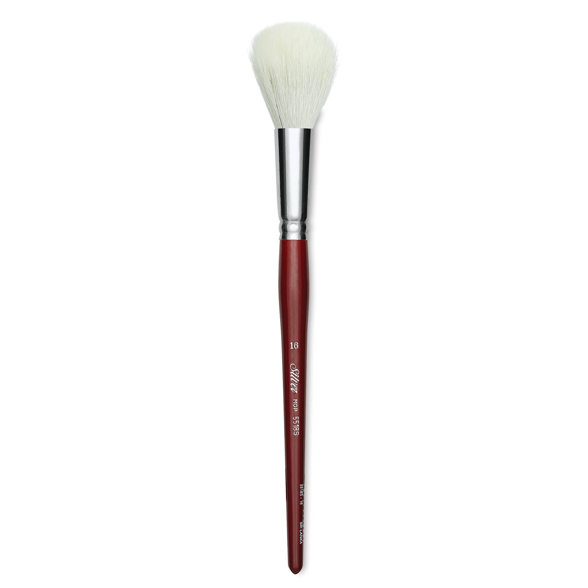 Silver Brush White Synthetic Goat Silver Mop Brush - Round, Size 16, Short Handle (full length)