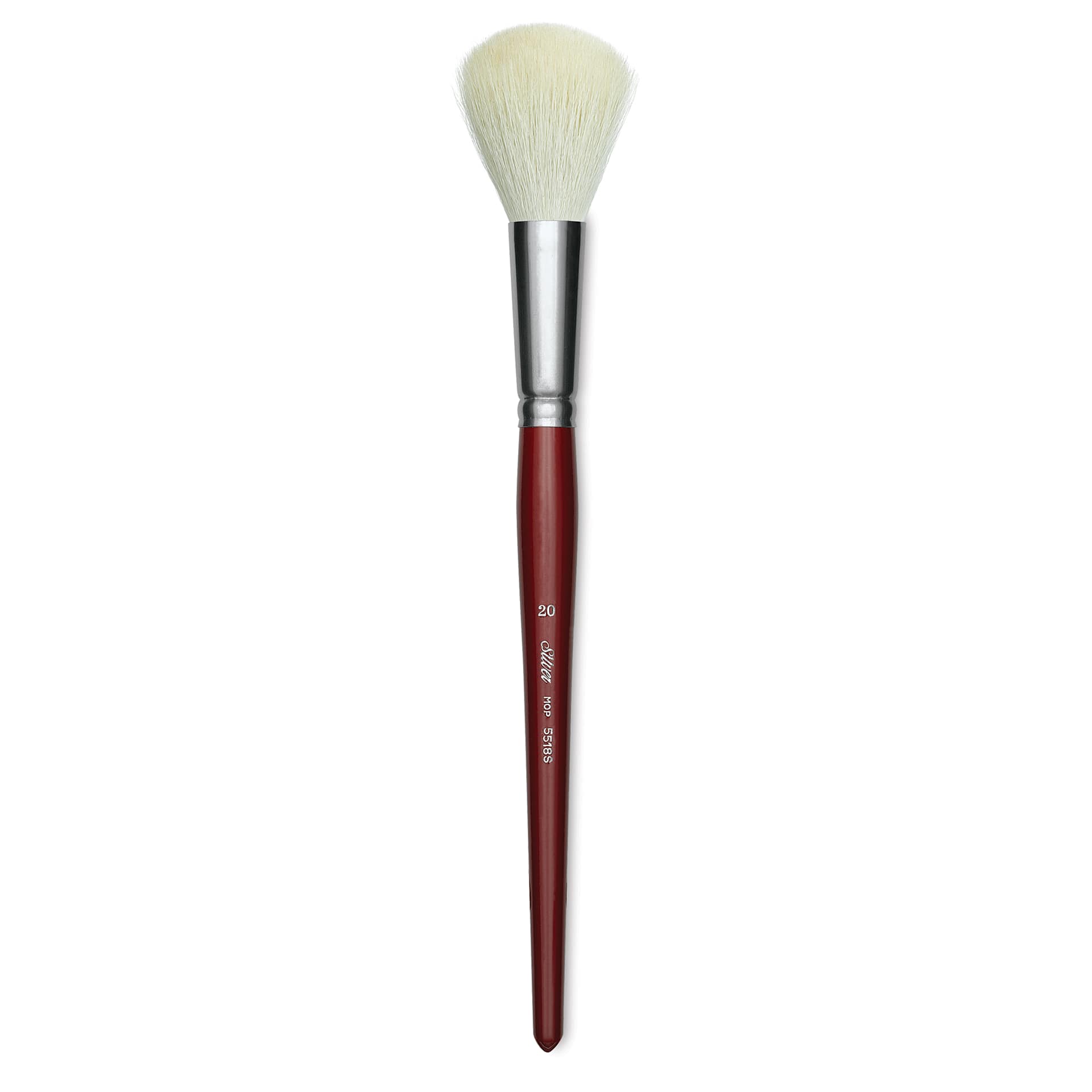 Silver Brush White Synthetic Goat Silver Mop Brush - Round, Size 20, Short Handle (full length)