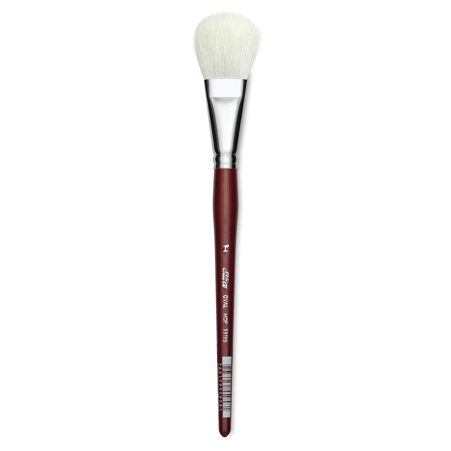 Silver Brush White Synthetic Goat Silver Mop Brush - Oval, Size 1", Short Handle (full length)